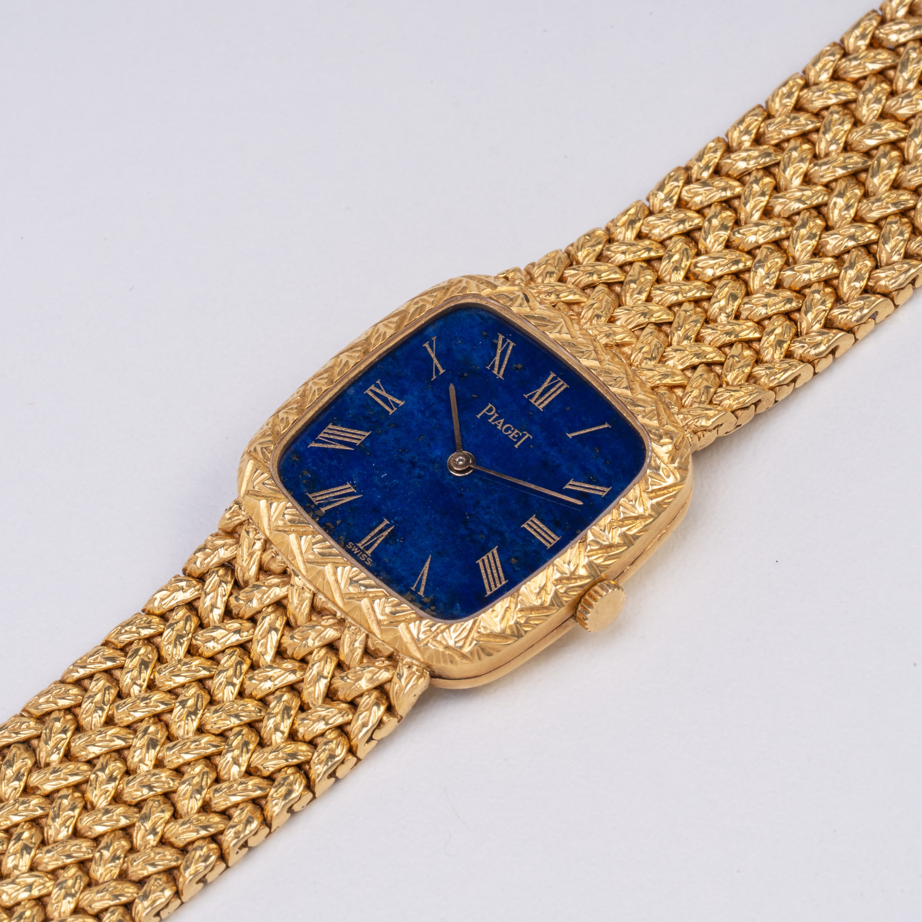 Piaget - Orologio solo tempo con carica manuale in oro giallo 18 kt e quadrante in lapislazzuli
