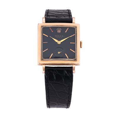Orologio Solo Tempo a carica manuale in oro rosa 14 kt con quadrante nero e piccoli secondi a ore...