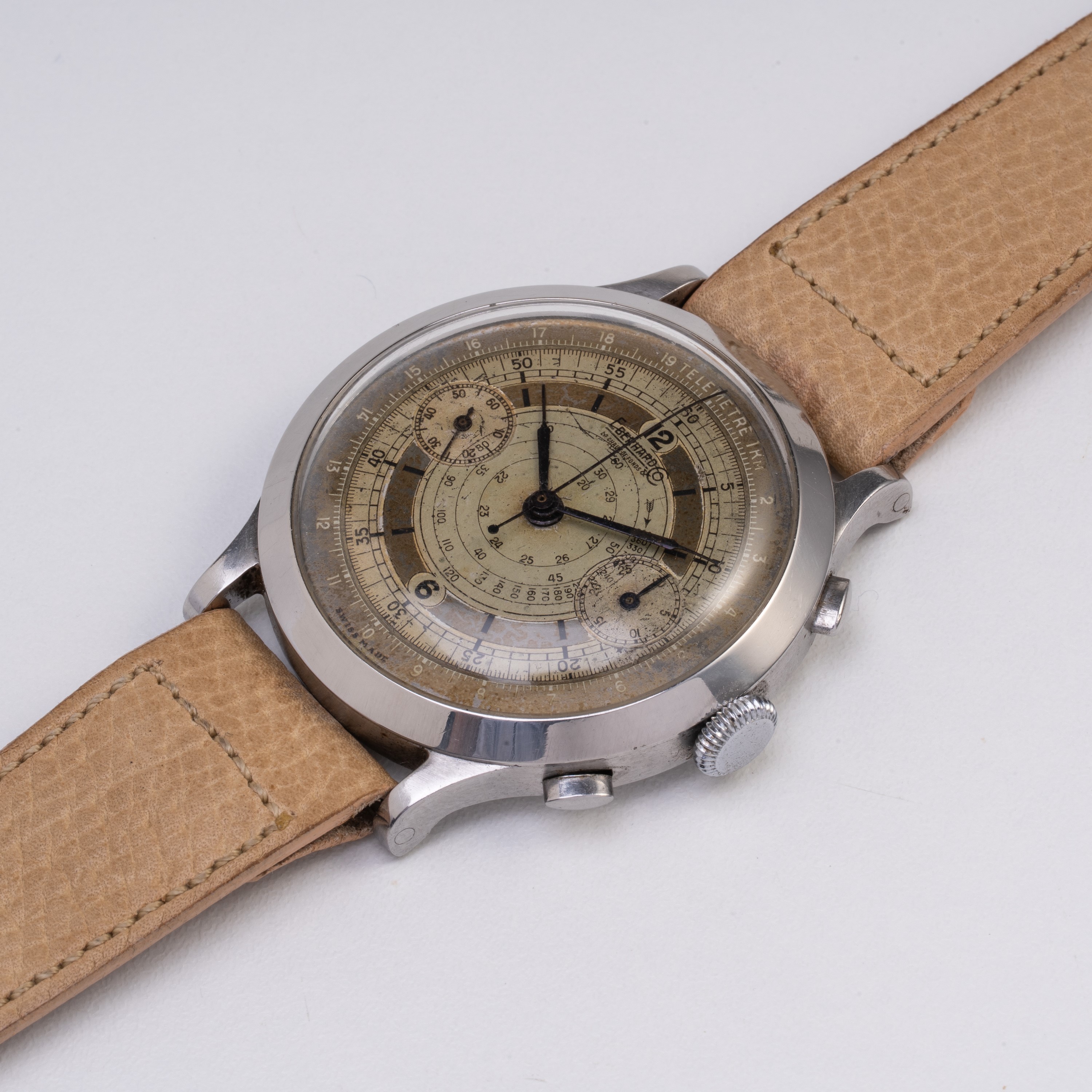 Eberhard - Pre Extrafort – cronografo manuale in acciaio con quadrante bitonale specchiato e scal...