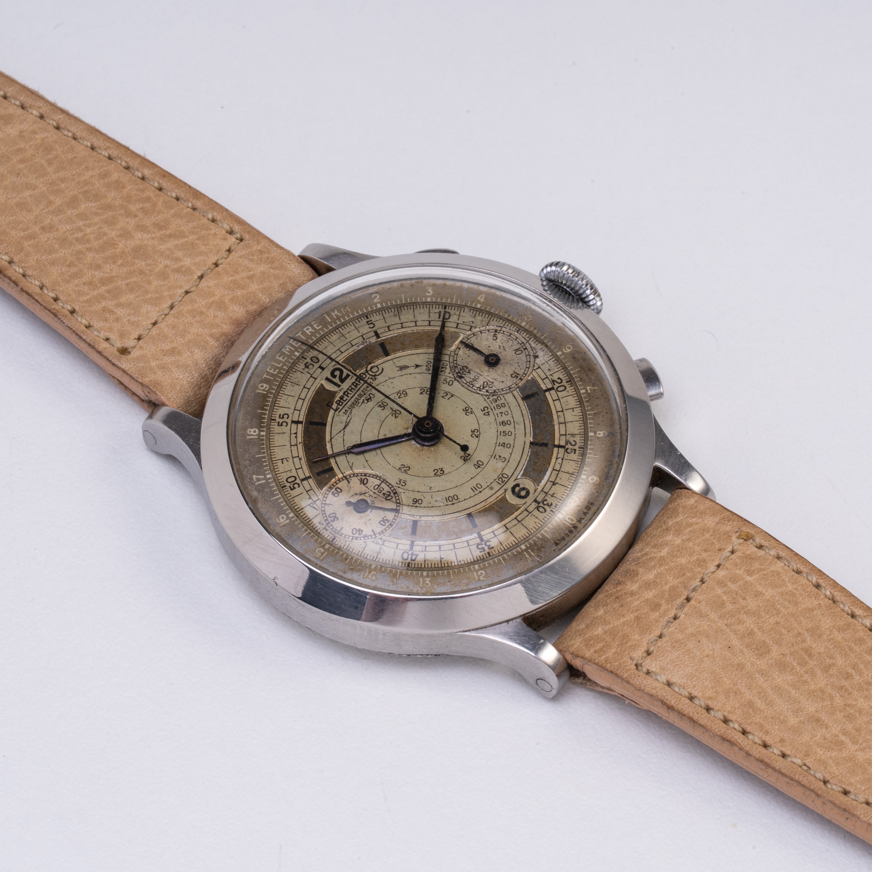Eberhard - Pre Extrafort – cronografo manuale in acciaio con quadrante bitonale specchiato e scal...