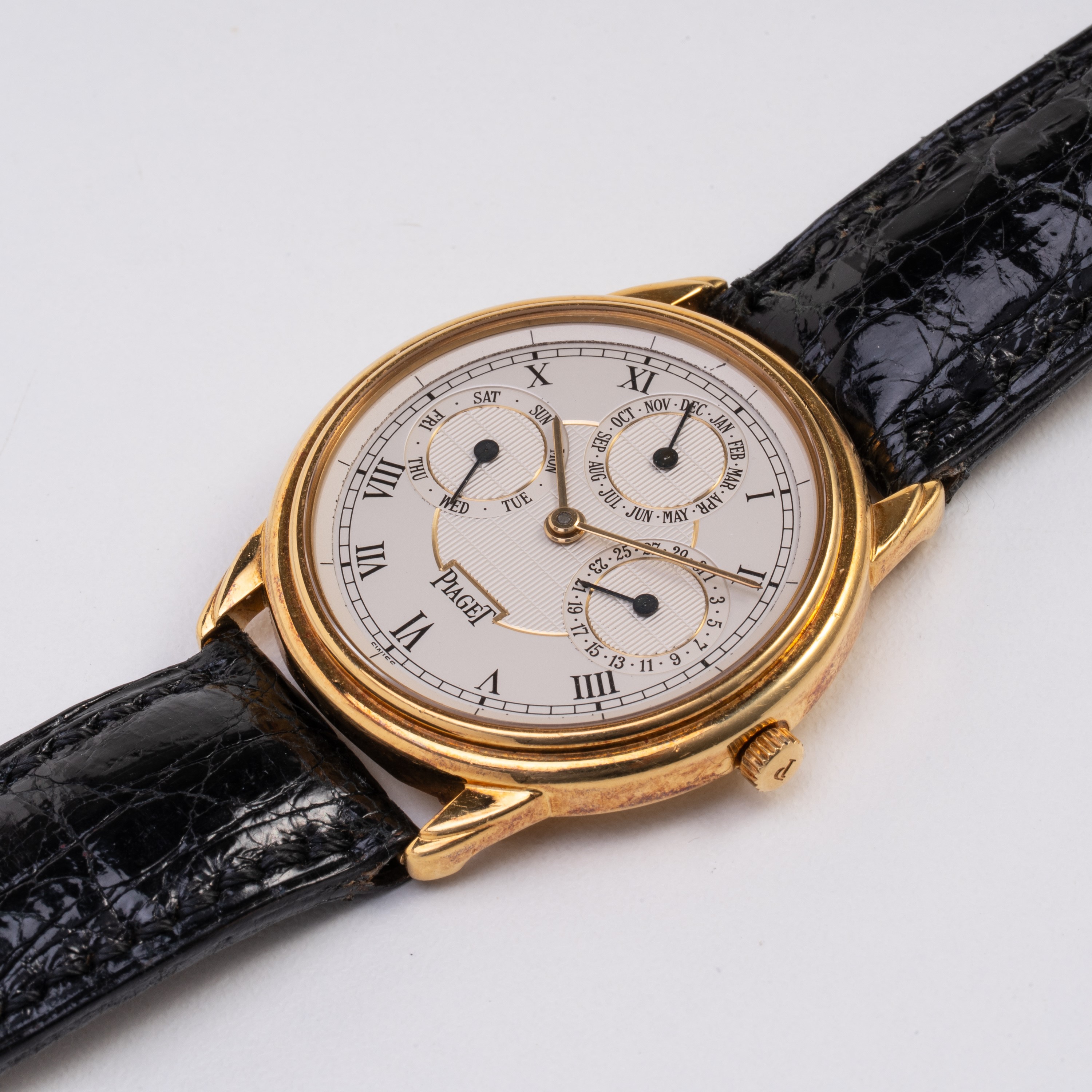 Piaget - Triple Calendar Governeur (Triplo calendario) in oro giallo 18 kt, quadrante bianco