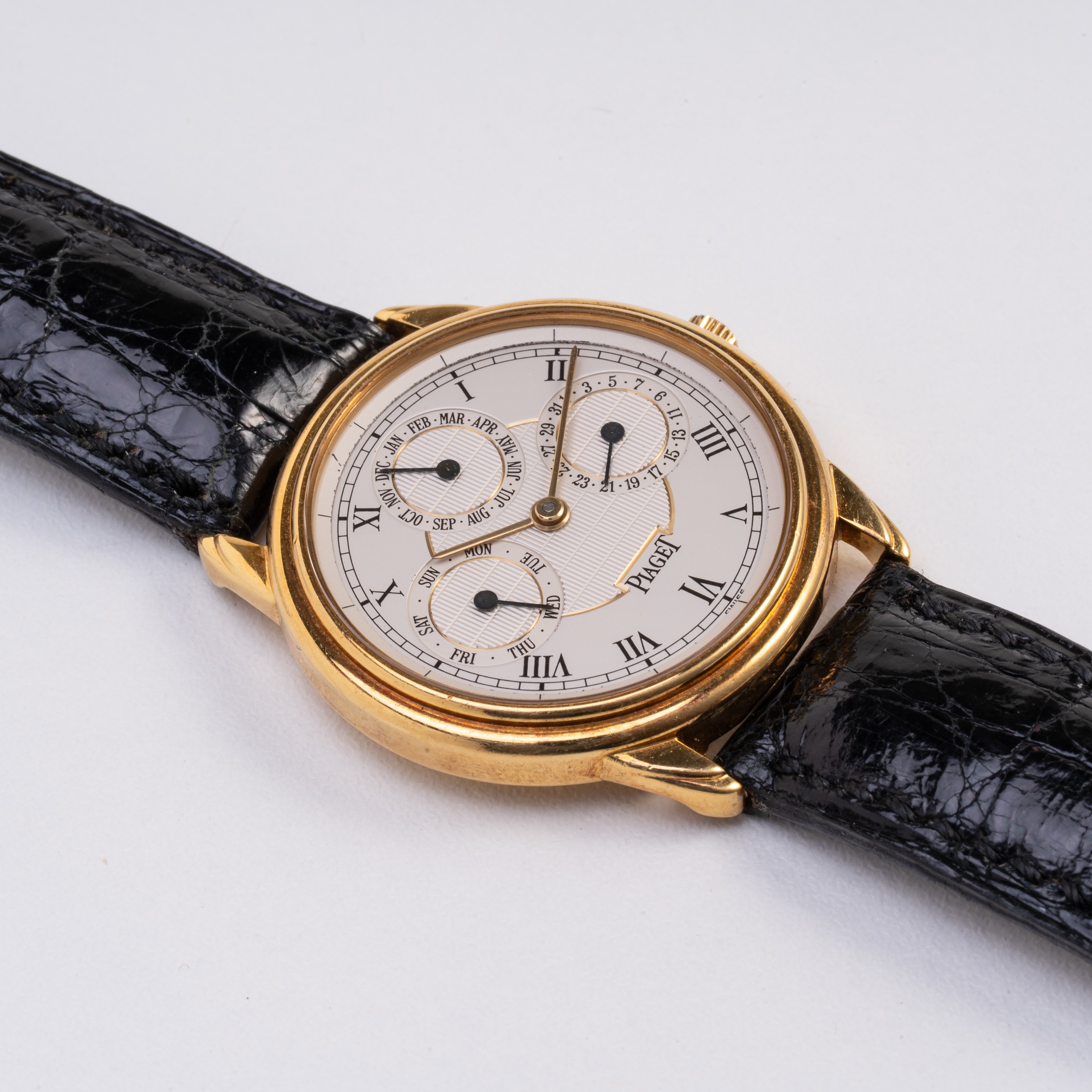 Piaget - Triple Calendar Governeur (Triplo calendario) in oro giallo 18 kt, quadrante bianco