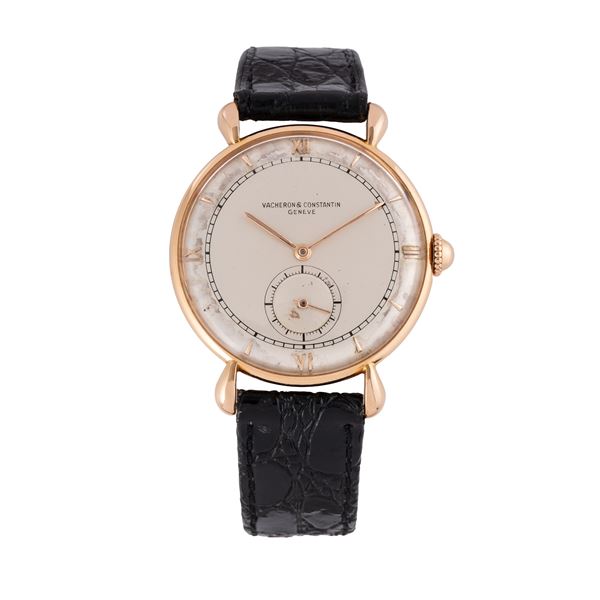 VACHERON CONSTANTIN - VACHERON CONSTANTIN OROLOGIO SOLO TEMPO A CARICA MANUALE IN ORO ROSA 18KT CON ANSE DI FORMA, QUADRANTE BITONALE E PICCOLI SECONDI AD ORE SEI