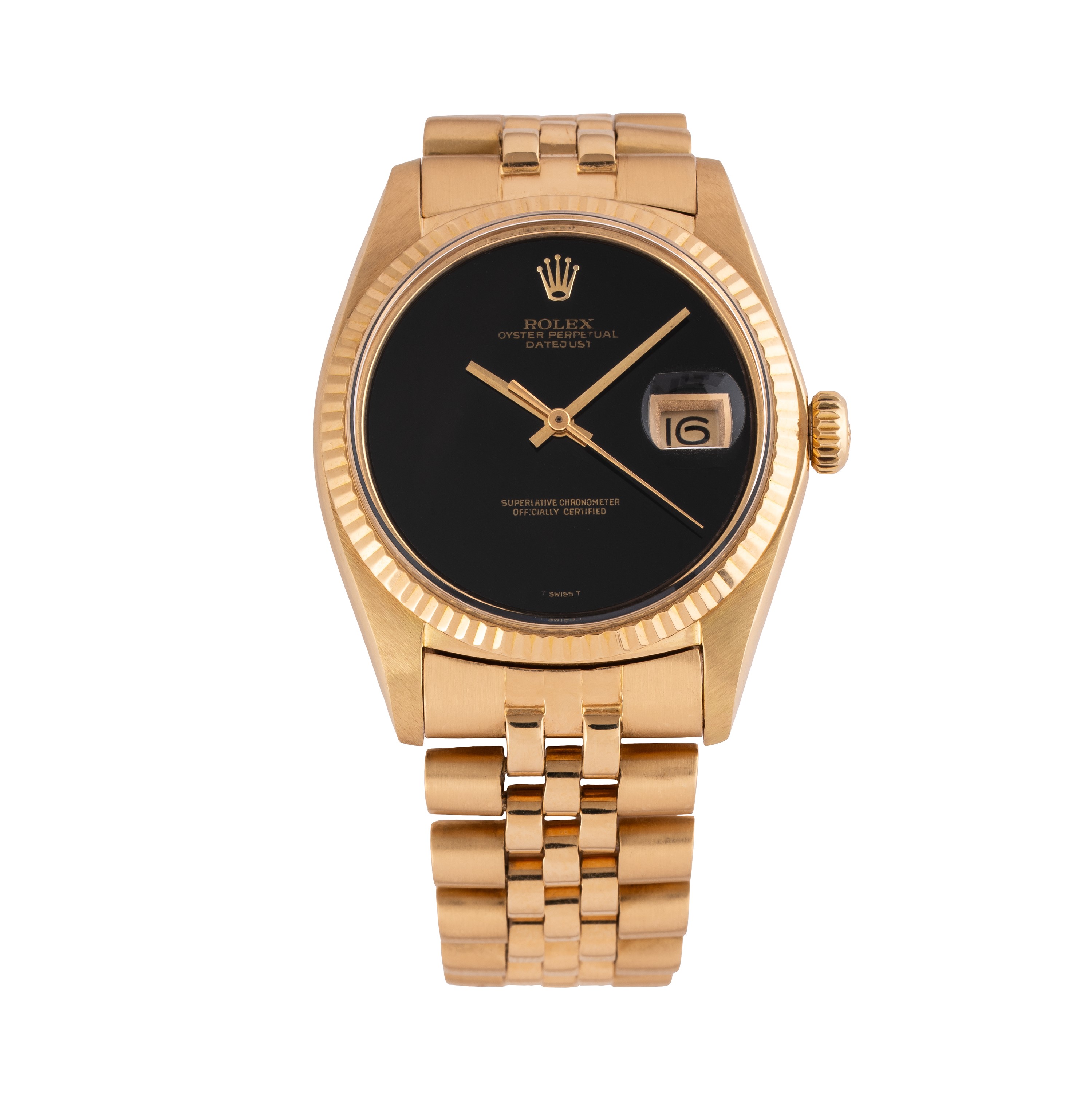 Rolex - Datejust 1601, orologio automatico in oro giallo 18 kt con quadrante in onice