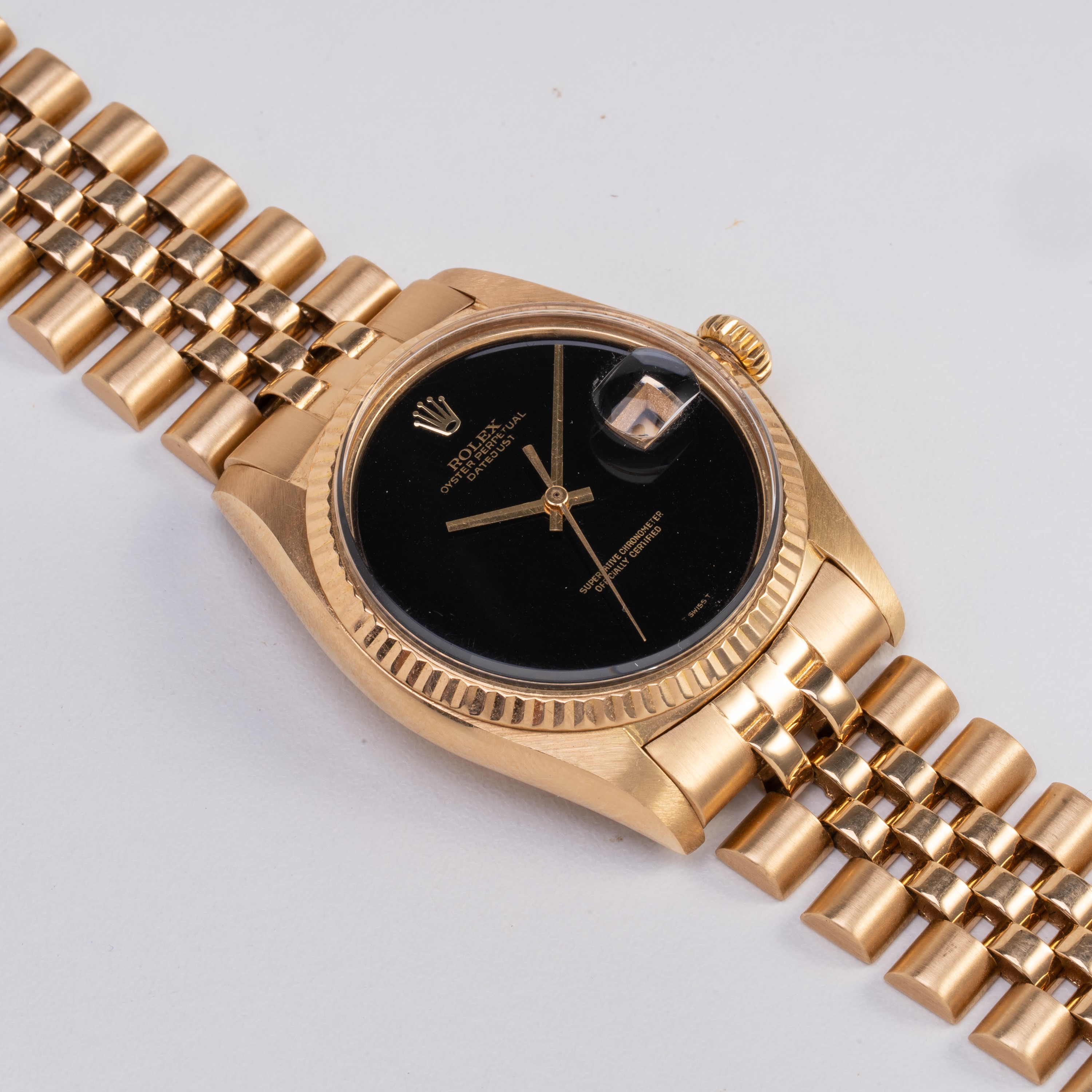 Rolex - Datejust 1601, orologio automatico in oro giallo 18 kt con quadrante in onice
