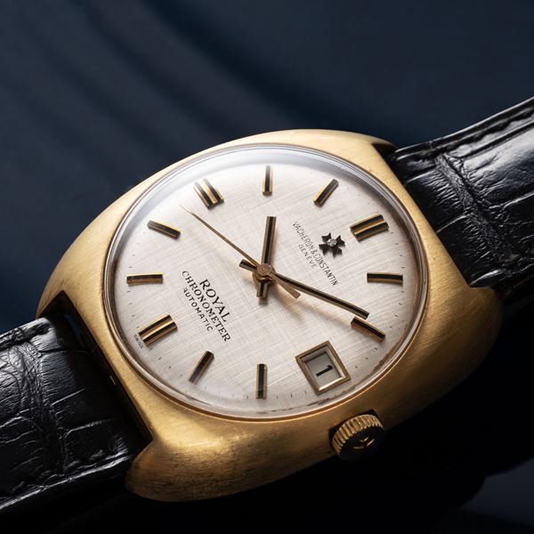 VACHERON CONSTANTIN - VACHERON CONSTANTIN - CHRONOMETRE ROYAL OROLOGIO SOLO TEMPO A CARICA AUTOMATICA IN ORO GIALLO 18KT CON QUADRANTE EFFETTO LINO E DATARIO AD ORE TRE