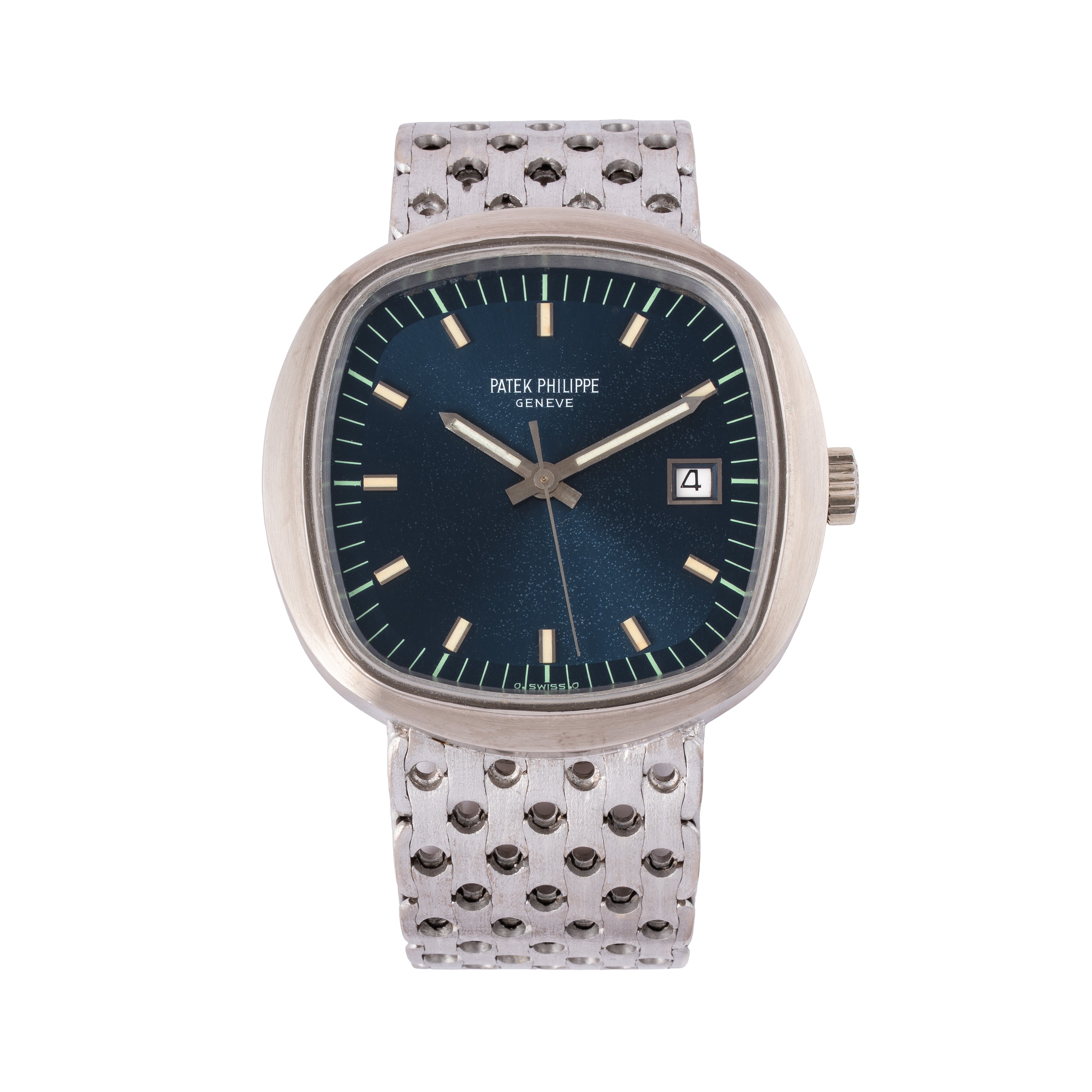 Patek Philippe - Beta 21 — orologio solo tempo al quarzo in oro bianco 18 kt con quadrante blu "S...