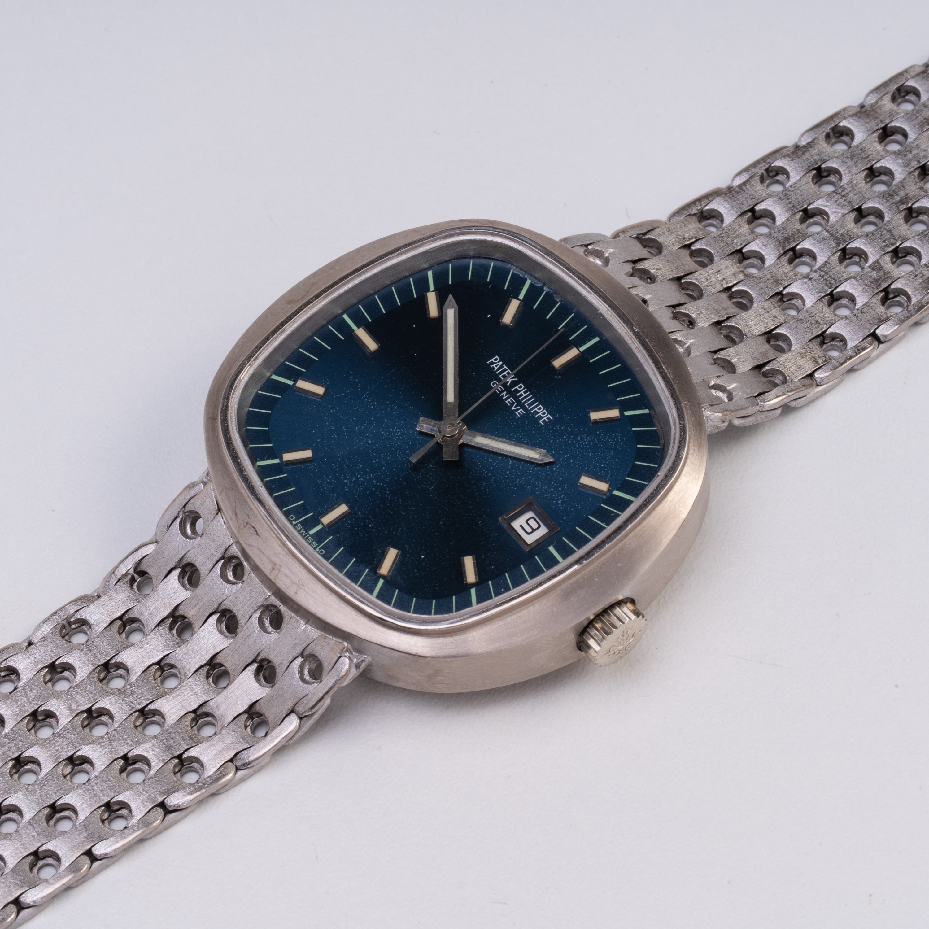 Patek Philippe - Beta 21 — orologio solo tempo al quarzo in oro bianco 18 kt con quadrante blu "S...