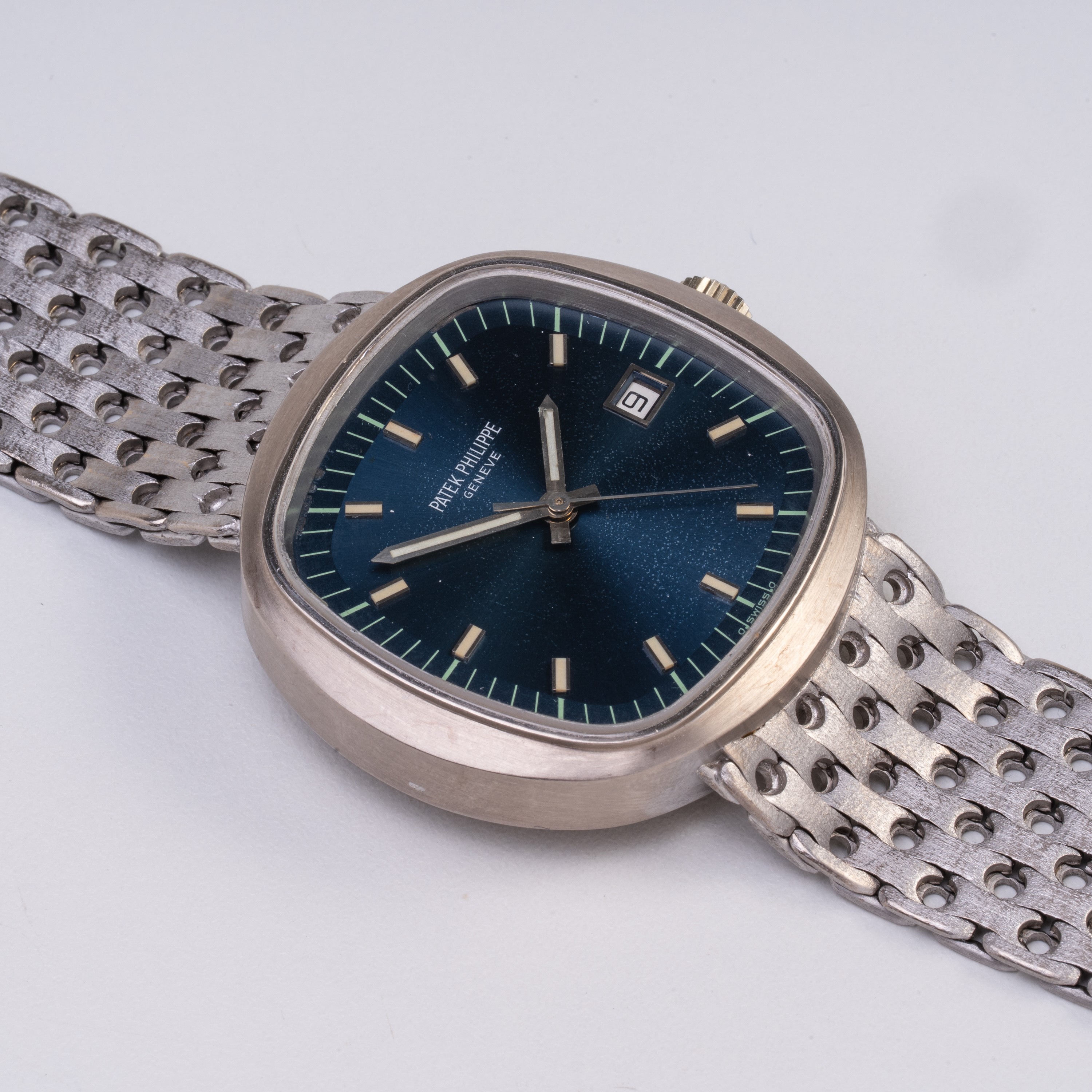 Patek Philippe - Beta 21 — orologio solo tempo al quarzo in oro bianco 18 kt con quadrante blu "S...