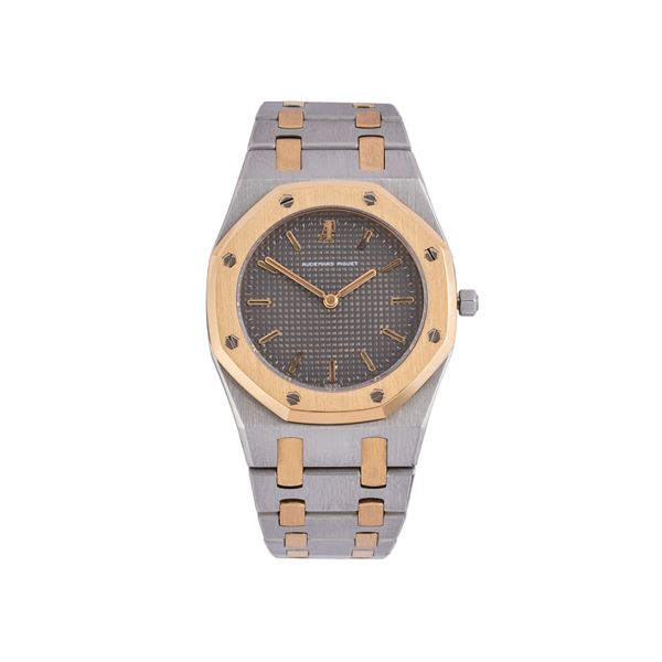 AUDEMARS PIGUET - AUDEMARS PIGUET - ROYAL OAK OROLOGIO SOLO TEMPO AL QUARZO IN ACCIAIO E ORO GIALLO 18KT CON QUADRANTE TAPISSERIE GRIGIO