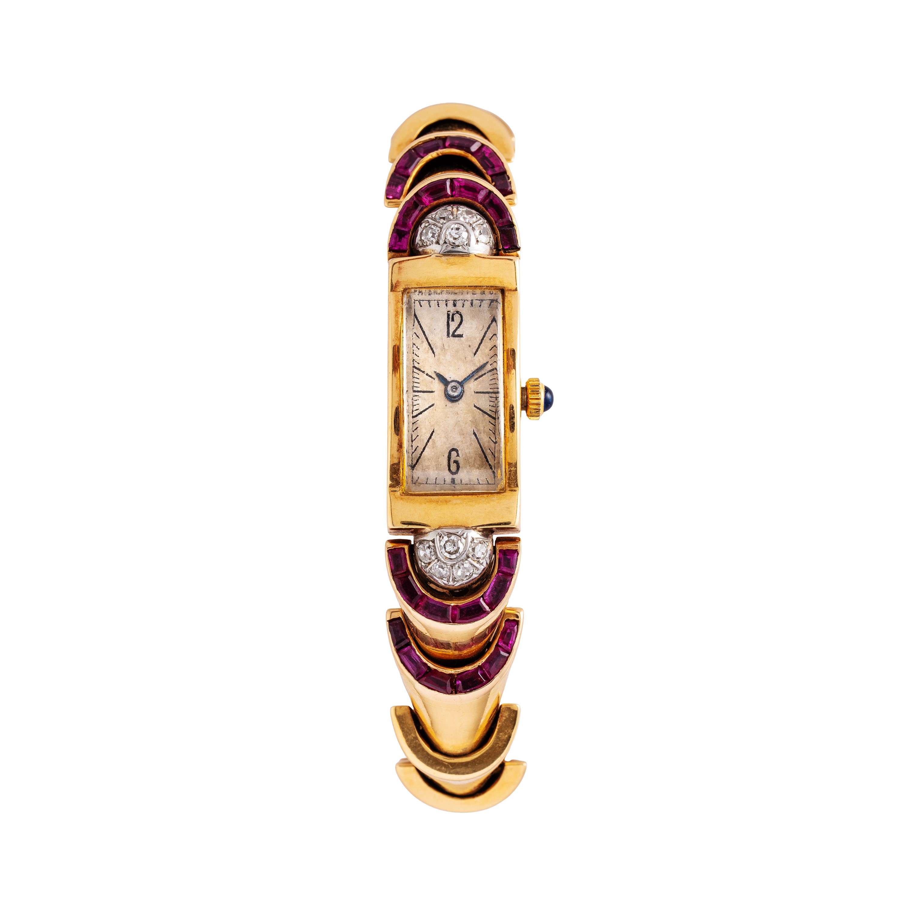 Patek Philippe - Orologio da polso solo tempo a carica manuale in oro giallo 18 kt con zaffiri e ...
