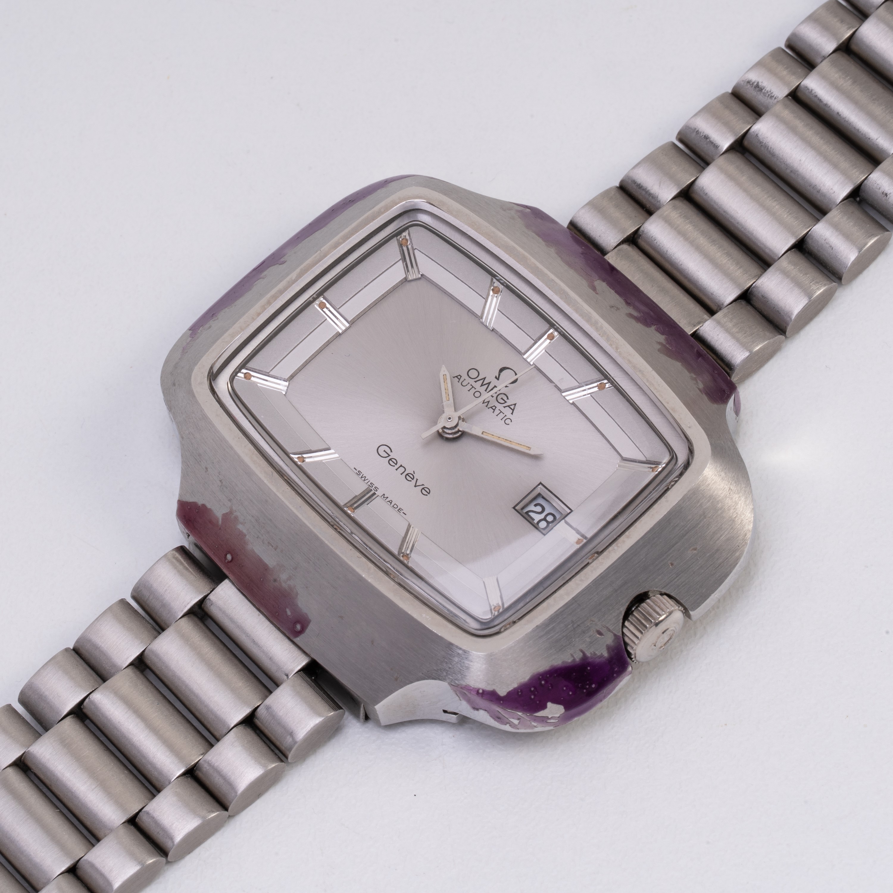 Omega - Orologio da polso Genève “solo tempo” a carica automatica in acciaio, quadrante grigio