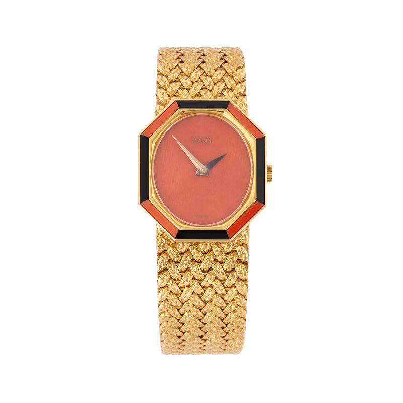 Piaget - Orologio da polso solo tempo a carica manuale in oro giallo 18 kt con quadrante in coral...