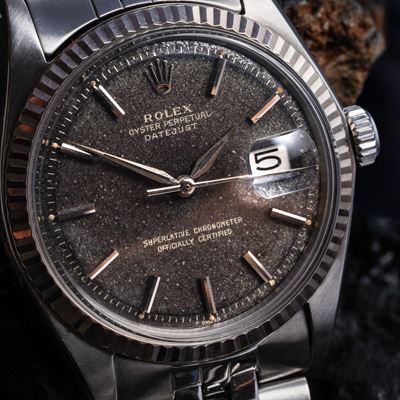 Datejust Ref. 1601, orologio solo tempo in acciaio con quadrante tropicale