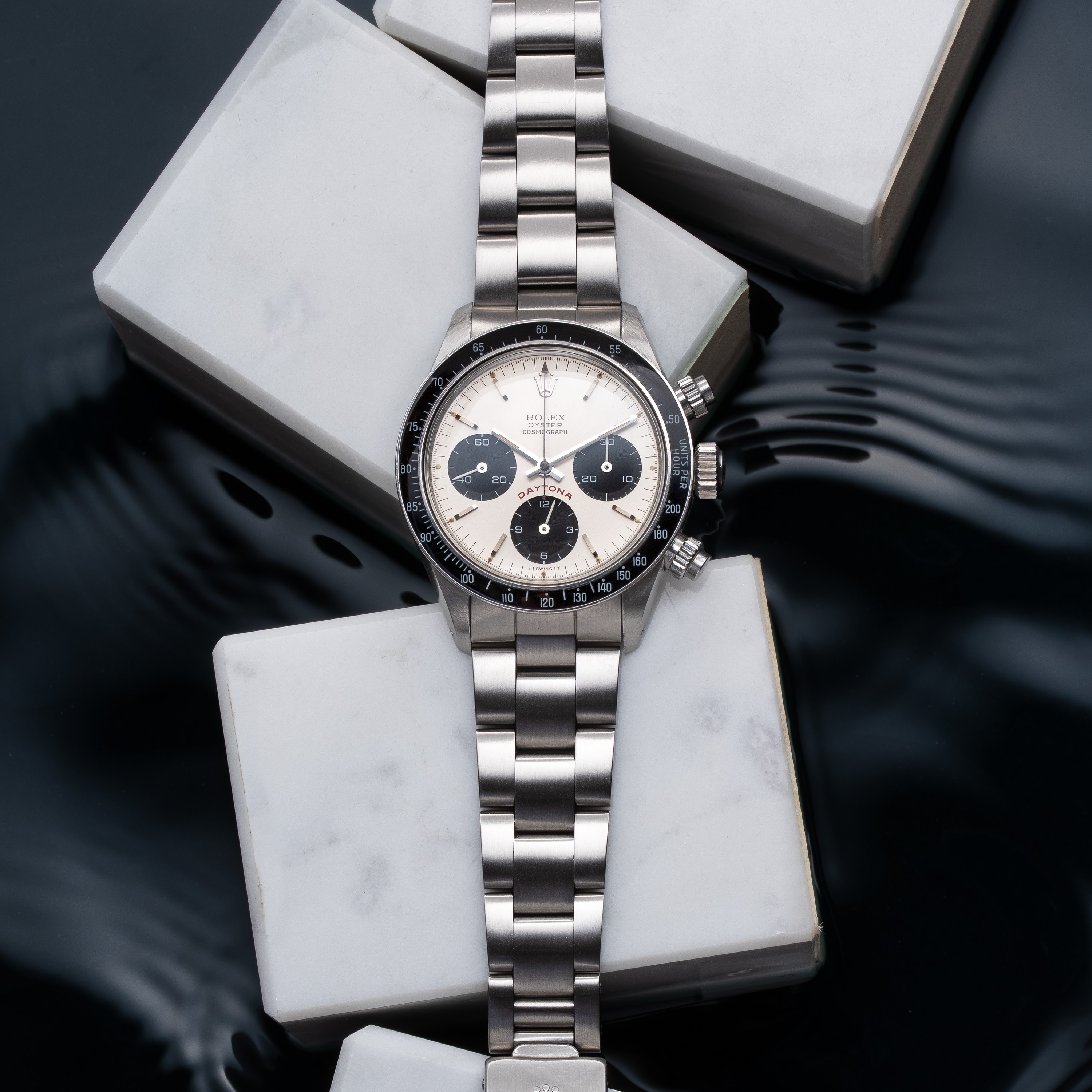 Rolex - Daytona “Big Red” 6263, cronografo a carica manuale in acciaio con quadrante argenté e gh...