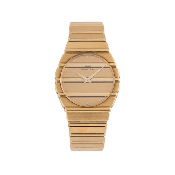 PIAGET - POLO OROLOGIO SOLO TEMPO AL QUARZO IN ORO GIALLO 18KT CON BRACCIALE INTEGRATO IN ORO GIALLO 18KT E QUADRANTE IN ORO GIALLO 18KT