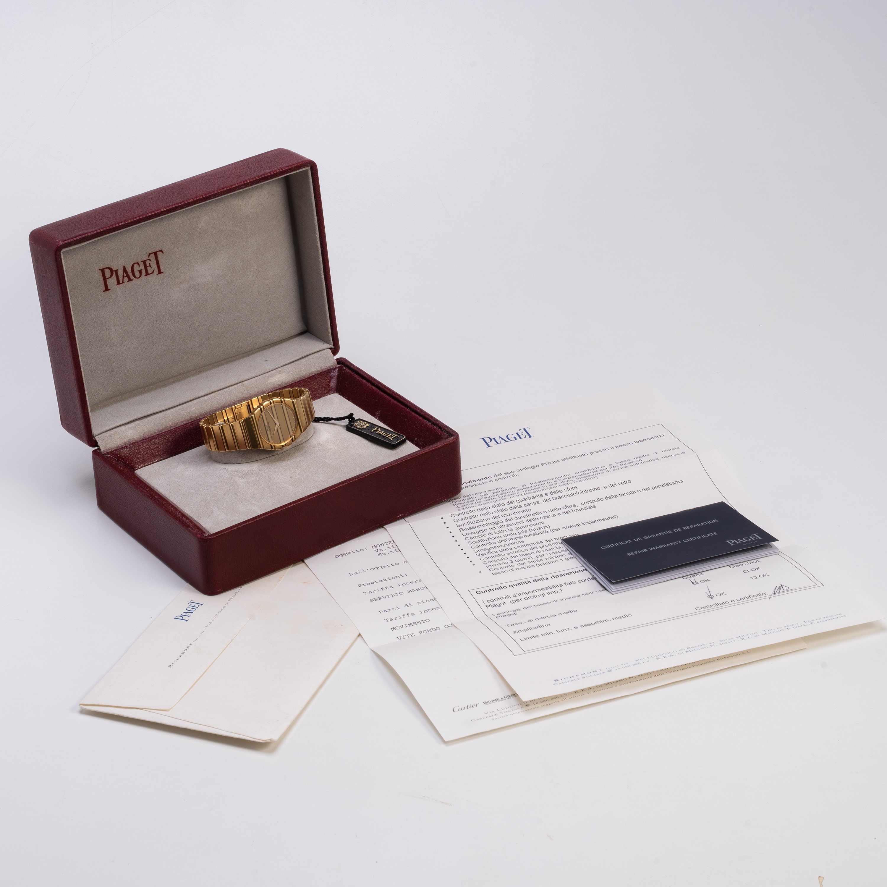 Piaget, Polo, orologio da polso solo tempo in oro giallo 18kt con bracciale integrato