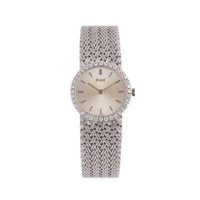 Piaget, Orologio solo tempo a carica manuale in oro bianco 18 kt con quadrante argenté, ghiera co...