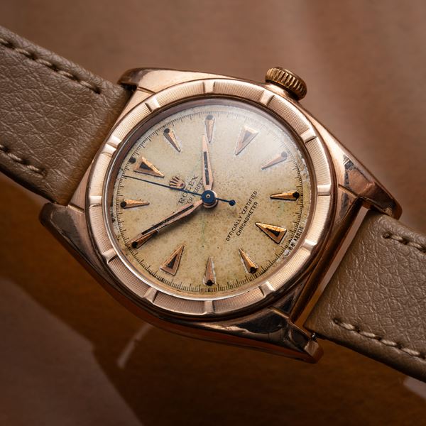 ROLEX - ROLEX - OVETTO OROLOGIO SOLO TEMPO A CARICA AUTOMATICA PLACCATO ORO ROSA 10KT CON FONDELLO IN ACCIAIO