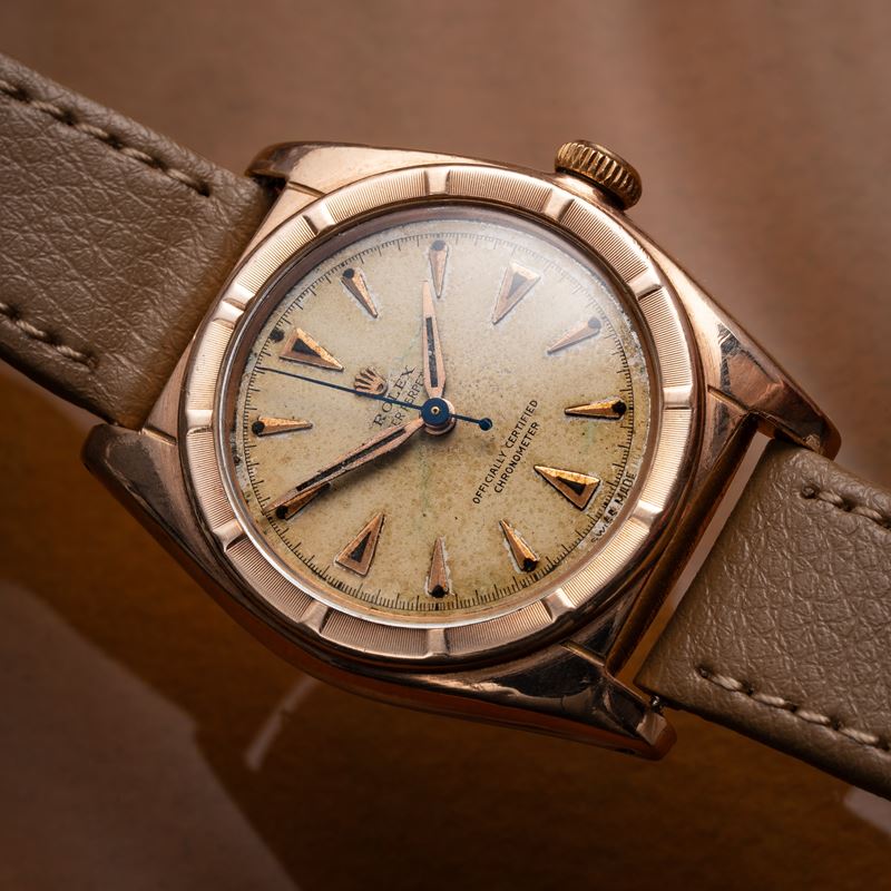 Rolex - Ovetto 5015, orologio solo tempo a carica automatica placcato oro rosa 10KT (anni ’40)