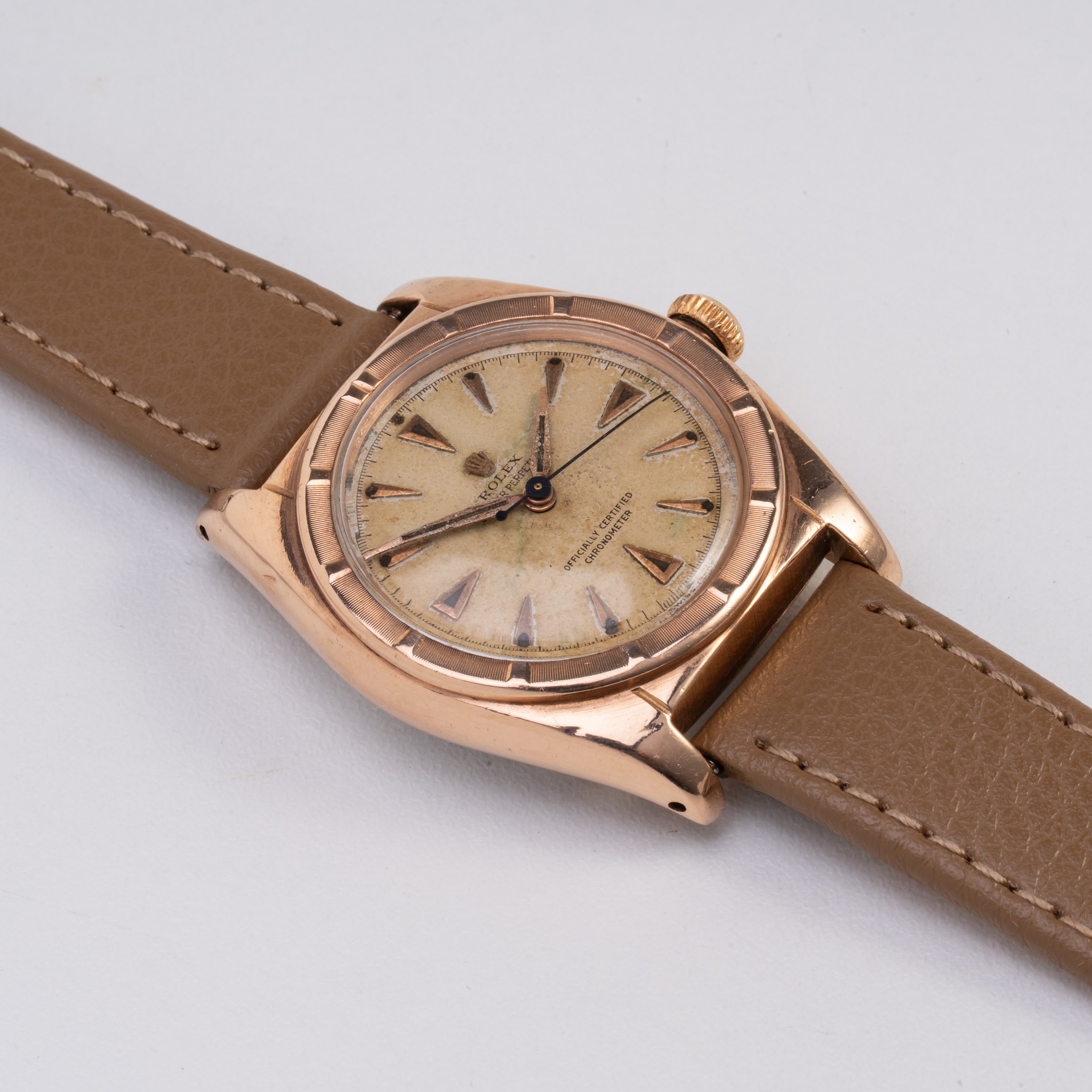 Rolex - Ovetto 5015, orologio solo tempo a carica automatica placcato oro rosa 10KT (anni ’40)