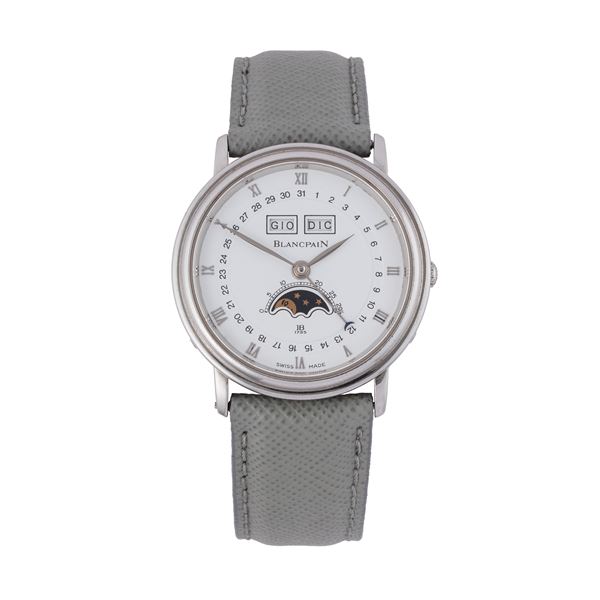BLANCPAIN - BLANCPAIN - VILLERET TRIPLE CALENDAR TRIPLO CALENDARIO IN ACCIAIO A CARICA MANUALE CON CASSA A SCALINO E FASI LUNA AD ORE SEI