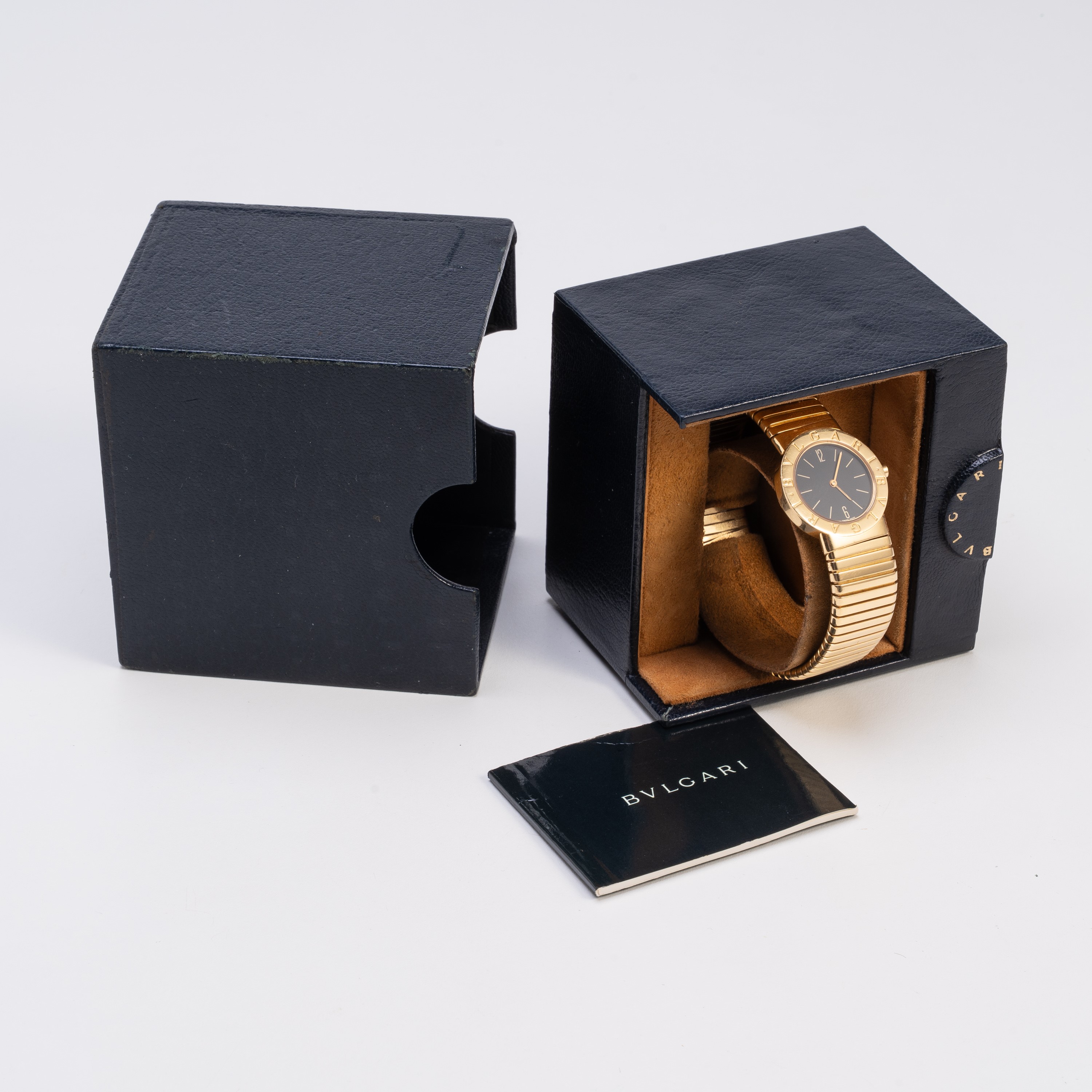 Bulgari - Tubogas BB262T, orologio solo tempo al quarzo in oro giallo 18 kt con bracciale elastic...