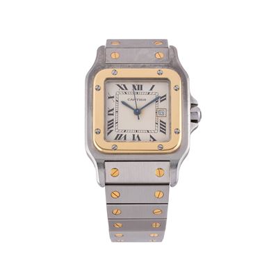 Santos Carreé 2961, orologio solo tempo automatico in acciaio e oro giallo 18 kt