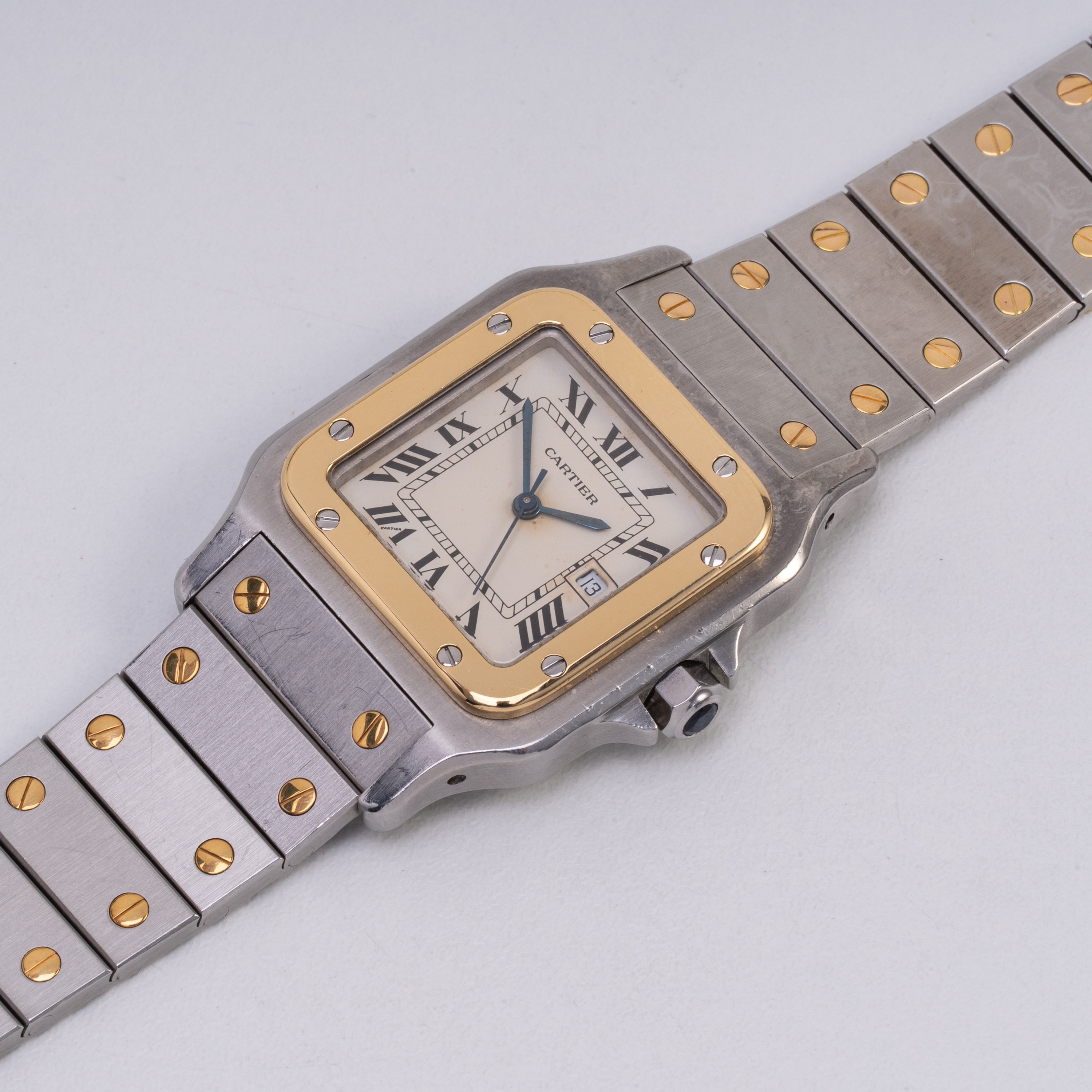 Cartier - Santos Carreé 2961, orologio solo tempo automatico in acciaio e oro giallo 18 kt