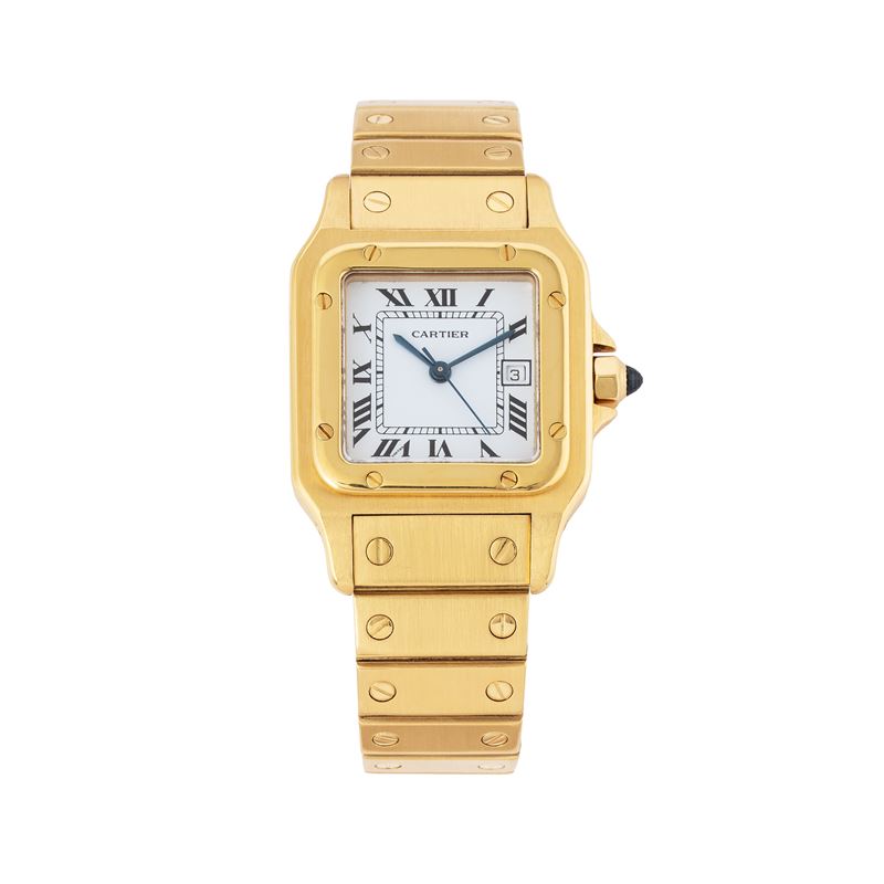 Cartier - Santos Carrée 2964, orologio solo tempo automatico in oro giallo 18 kt