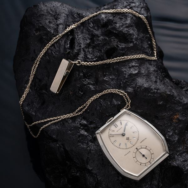 ROLEX - ROLEX - PRINCE IMPERIAL OROLOGIO DA TASCA A CARICA MANUALE IN ORO BIANCO 18KT CON INDICI DIAMANTE E REALIZZATO PER IL CONCESSIONARIO VERGA