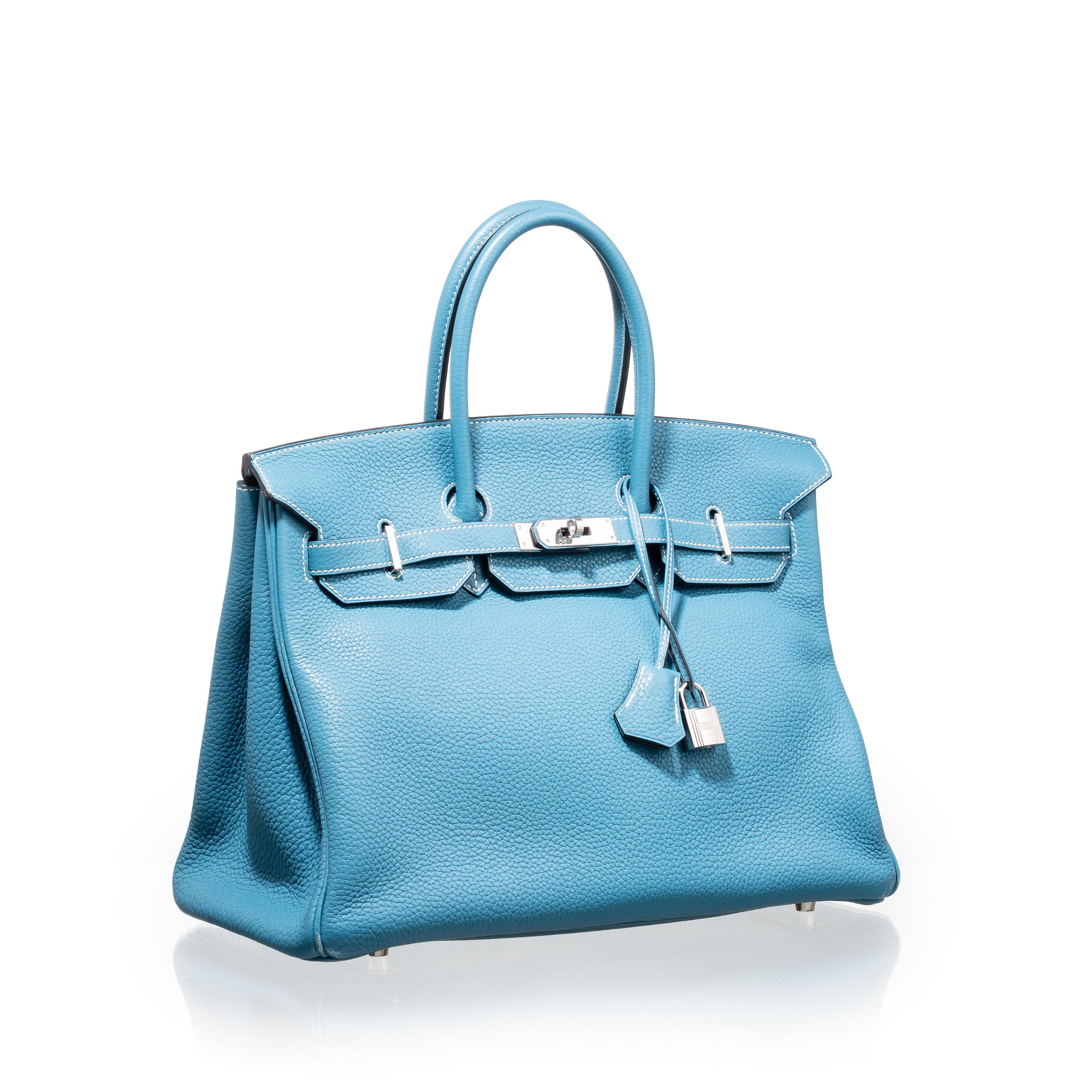 Hermès - Birkin 35 retourné in Togo “Blue Jean” con ferramenta in palladio, 2011