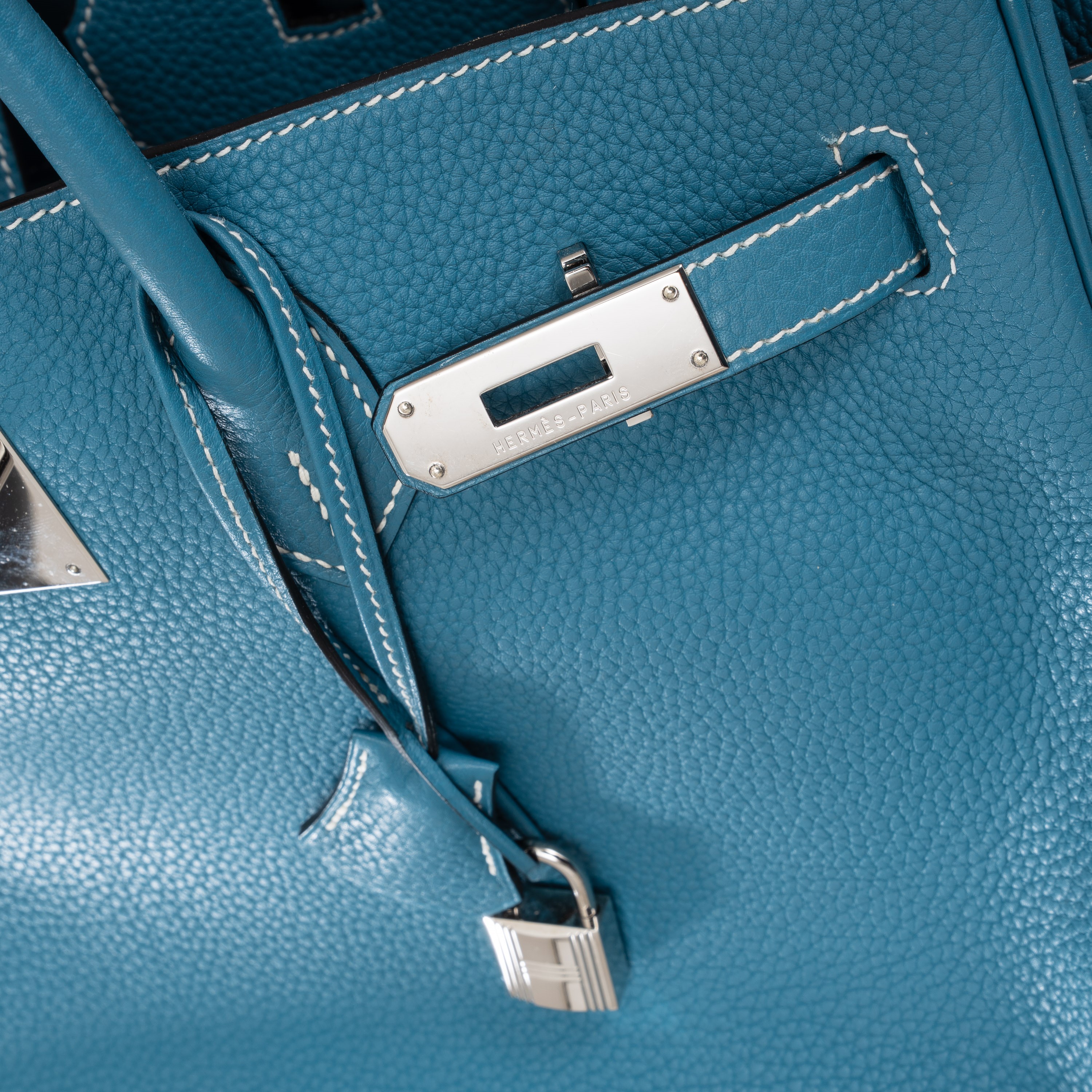 Hermès - Birkin 35 retourné in Togo “Blue Jean” con ferramenta in palladio, 2011