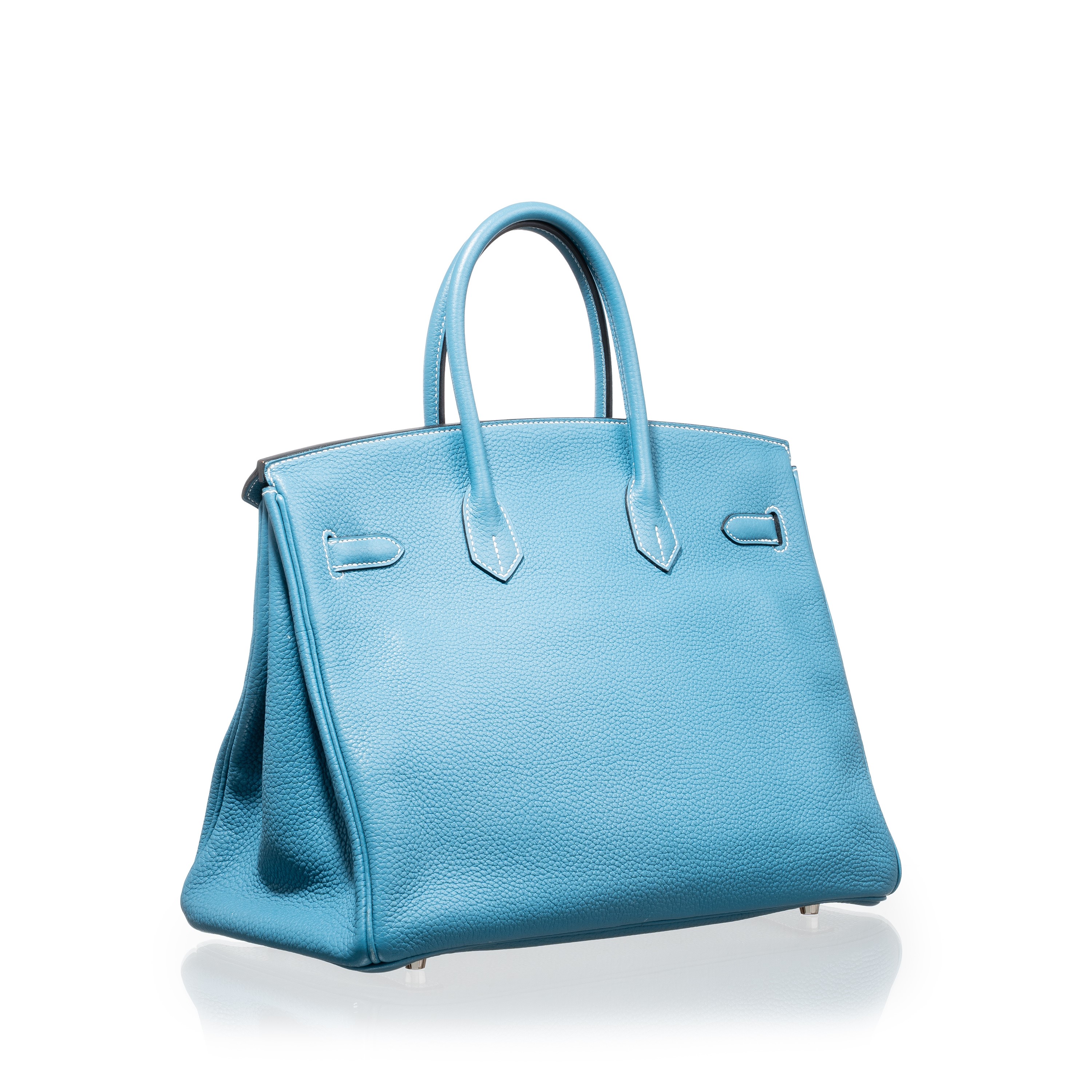 Hermès - Birkin 35 retourné in Togo “Blue Jean” con ferramenta in palladio, 2011