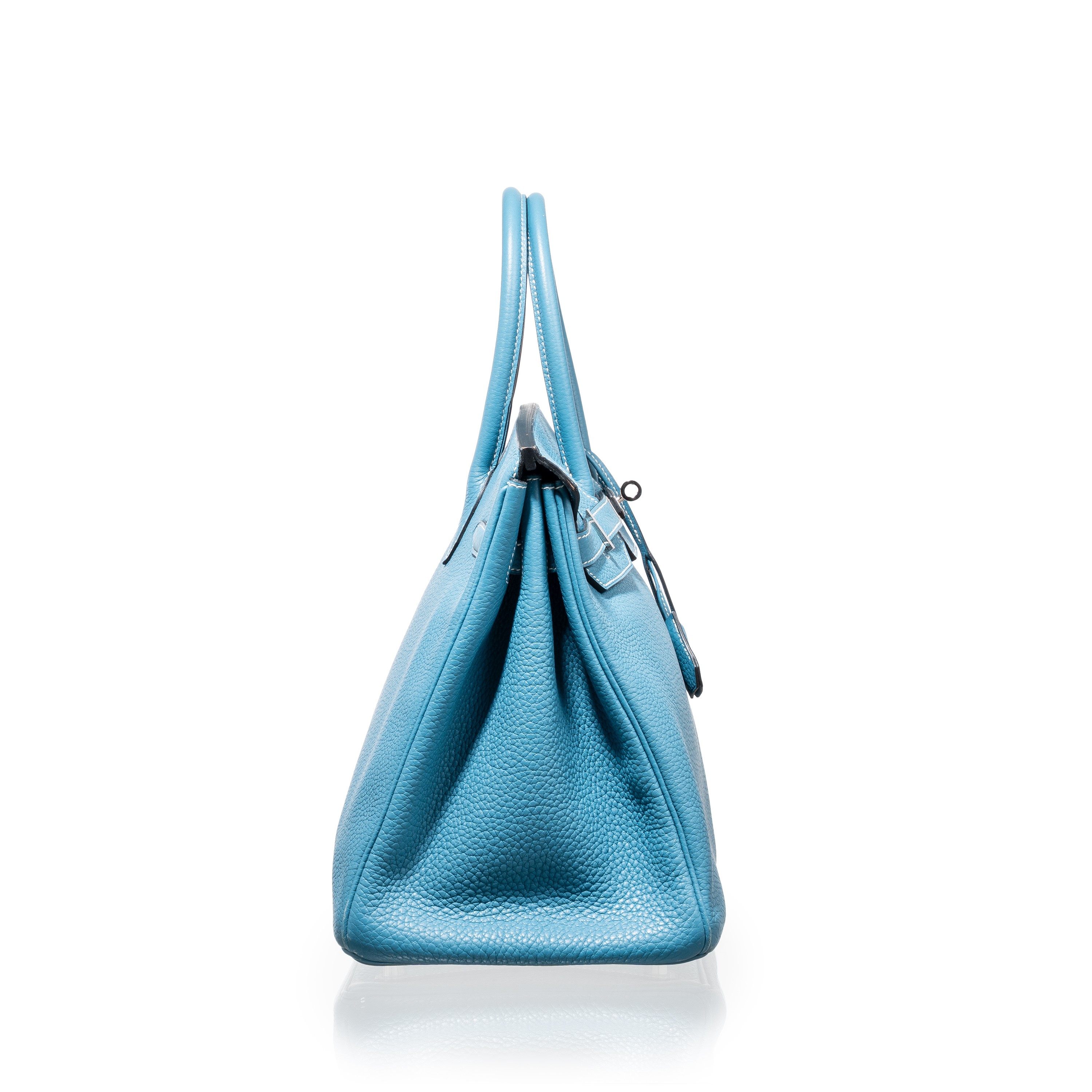 Hermès - Birkin 35 retourné in Togo “Blue Jean” con ferramenta in palladio, 2011
