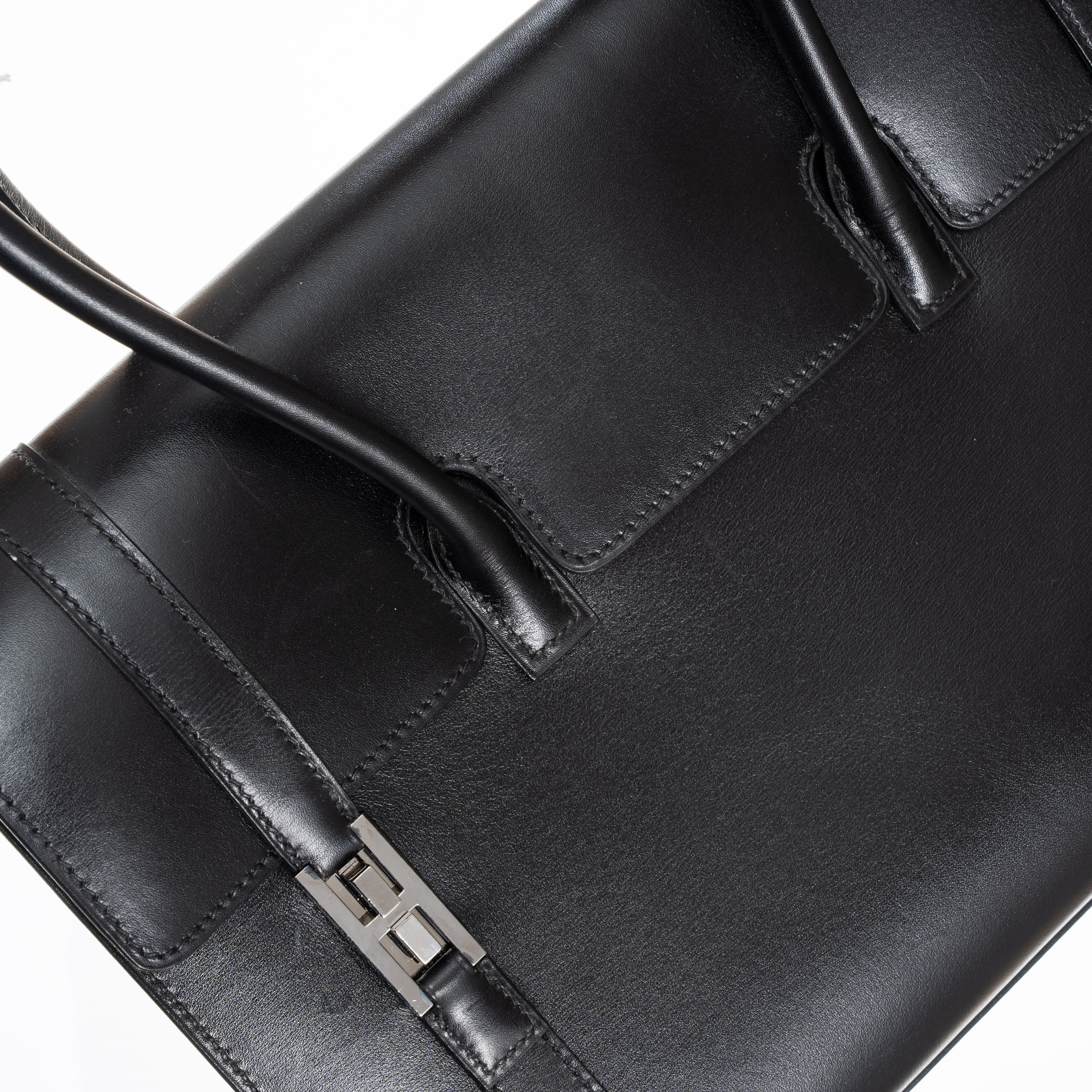 Hermès - Borsa “Drag” in pellame box nero, metalleria cromata lucida (2003)