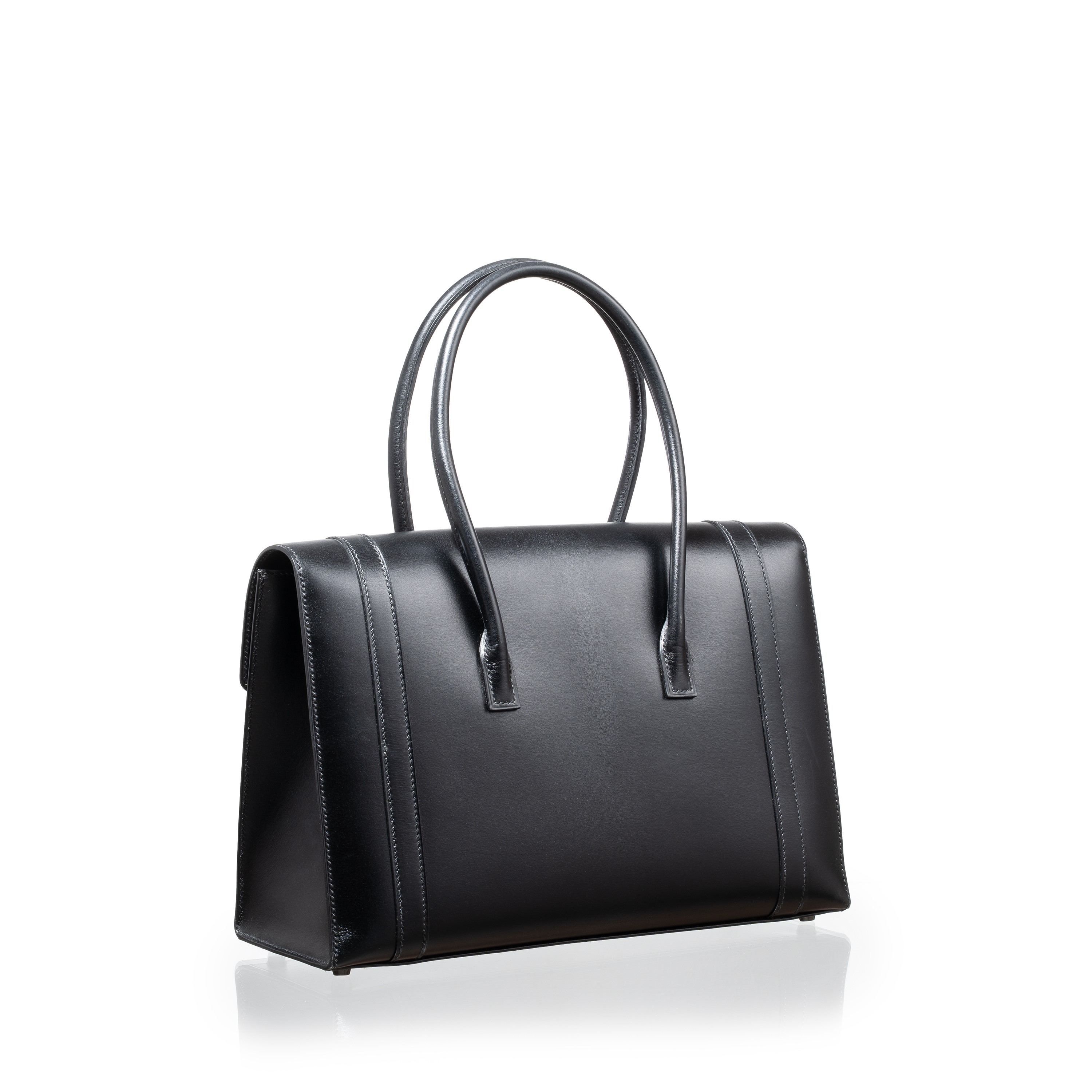 Hermès - Borsa “Drag” in pellame box nero, metalleria cromata lucida (2003)