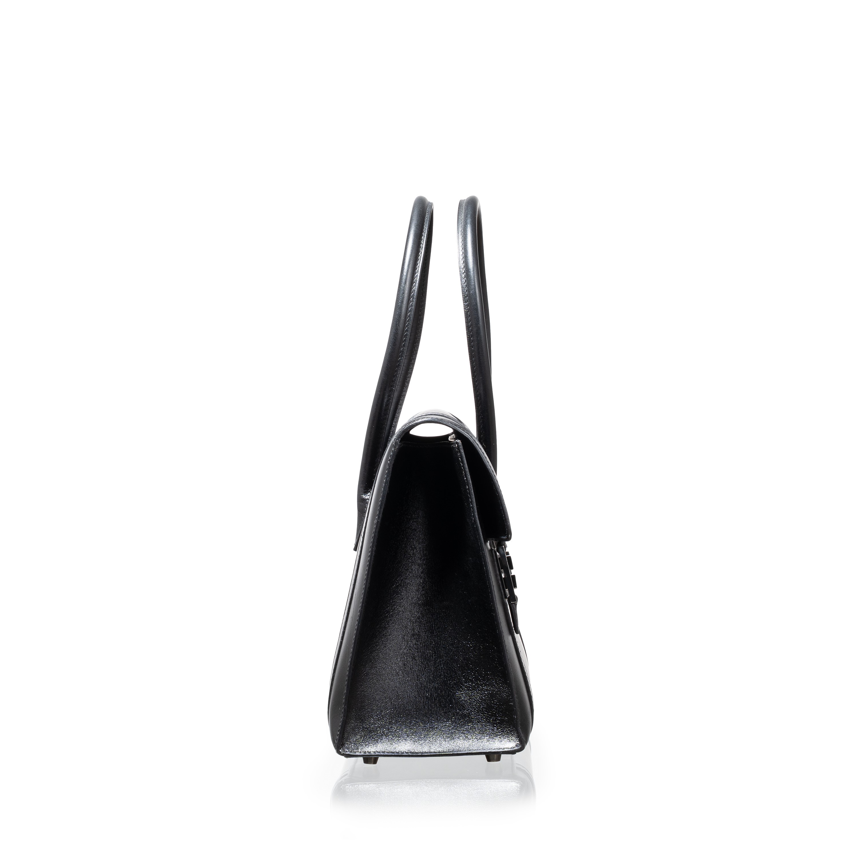 Hermès - Borsa “Drag” in pellame box nero, metalleria cromata lucida (2003)