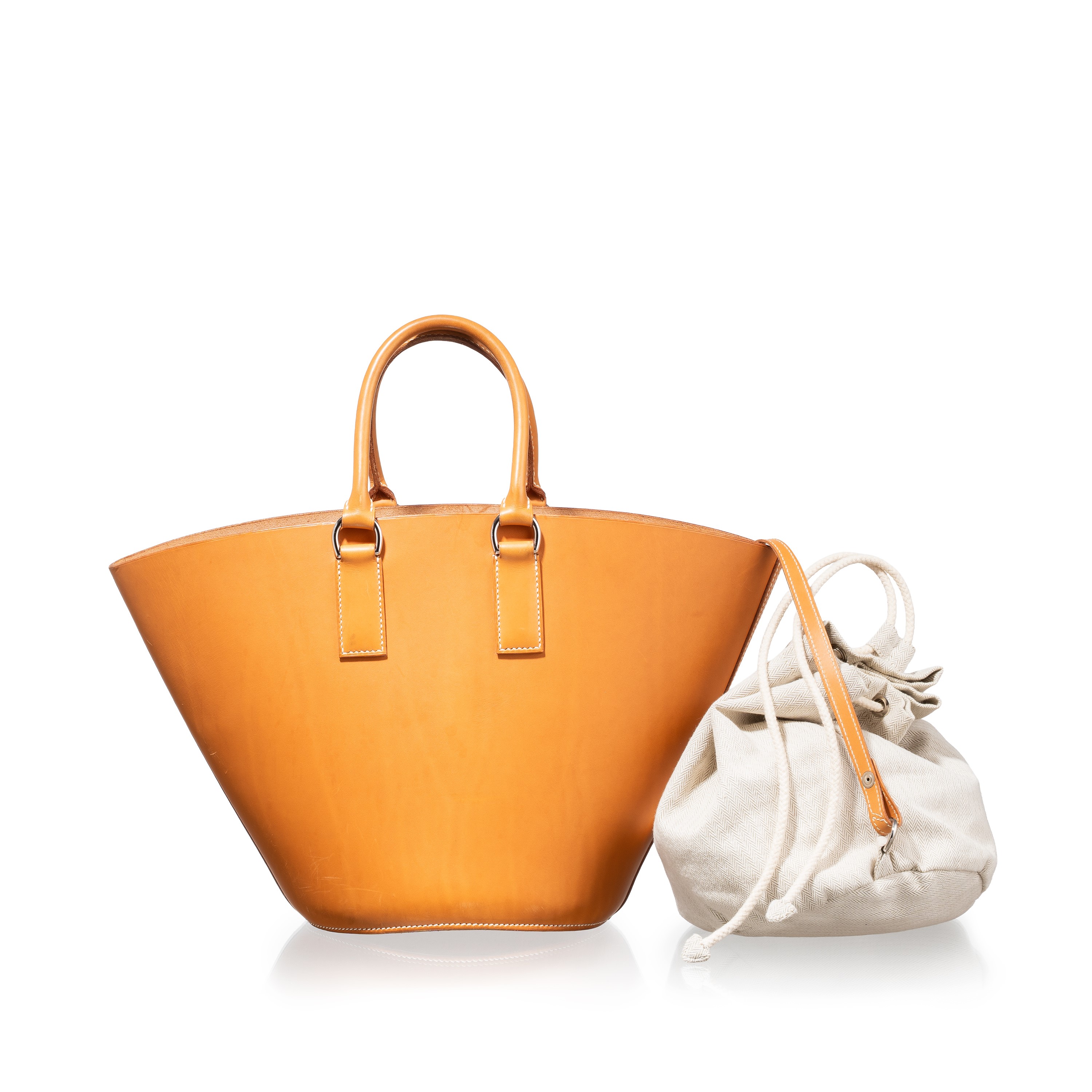 Hermès - Secchiello Cabas in vache naturelle con hardware palladio (2007)
