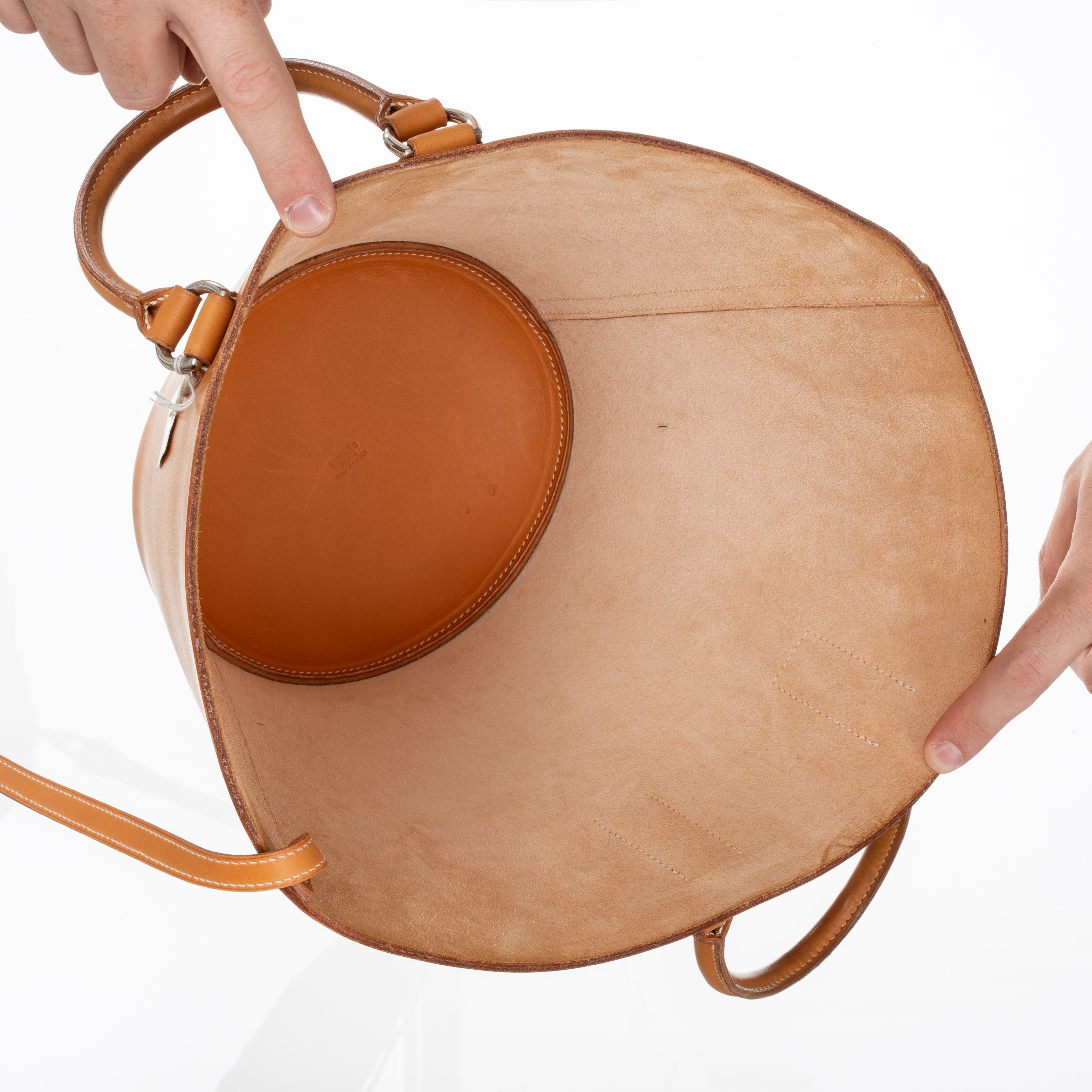 Hermès - Secchiello Cabas in vache naturelle con hardware palladio (2007)