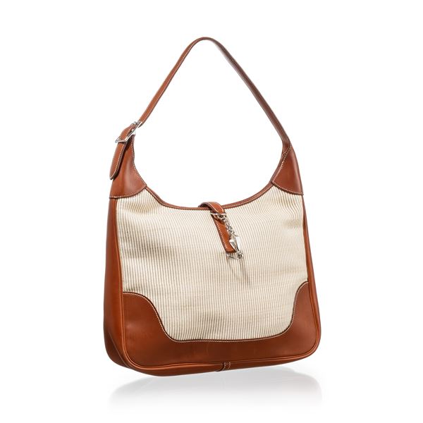 HERMÈS - HERMÈS BORSA TRIM PELLAME BARENIA COLOR FAUVE E TESSUTO CRINOLINE PHW