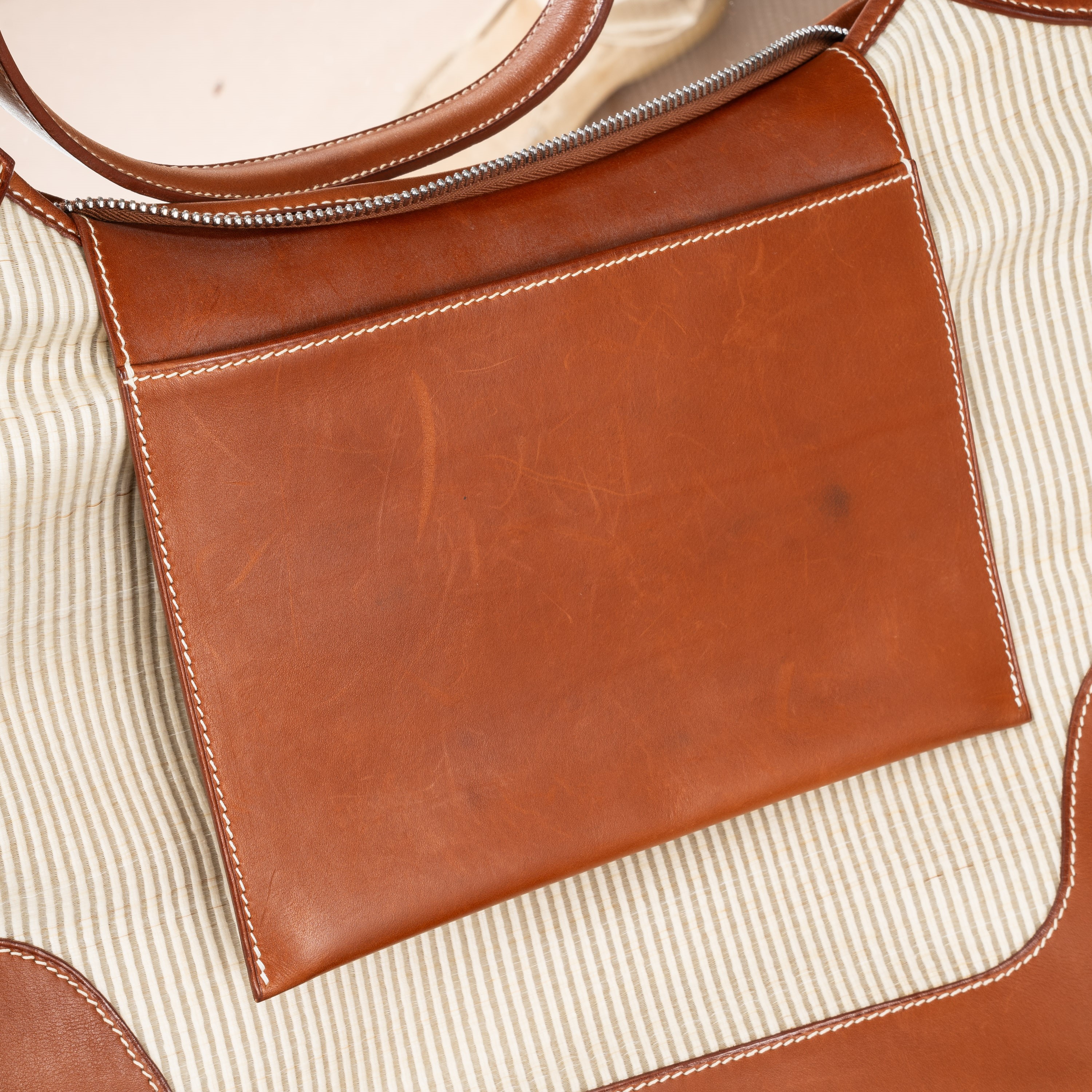 Hermès - Borsa Trim in pellame Barenia e tessuto Crinoline