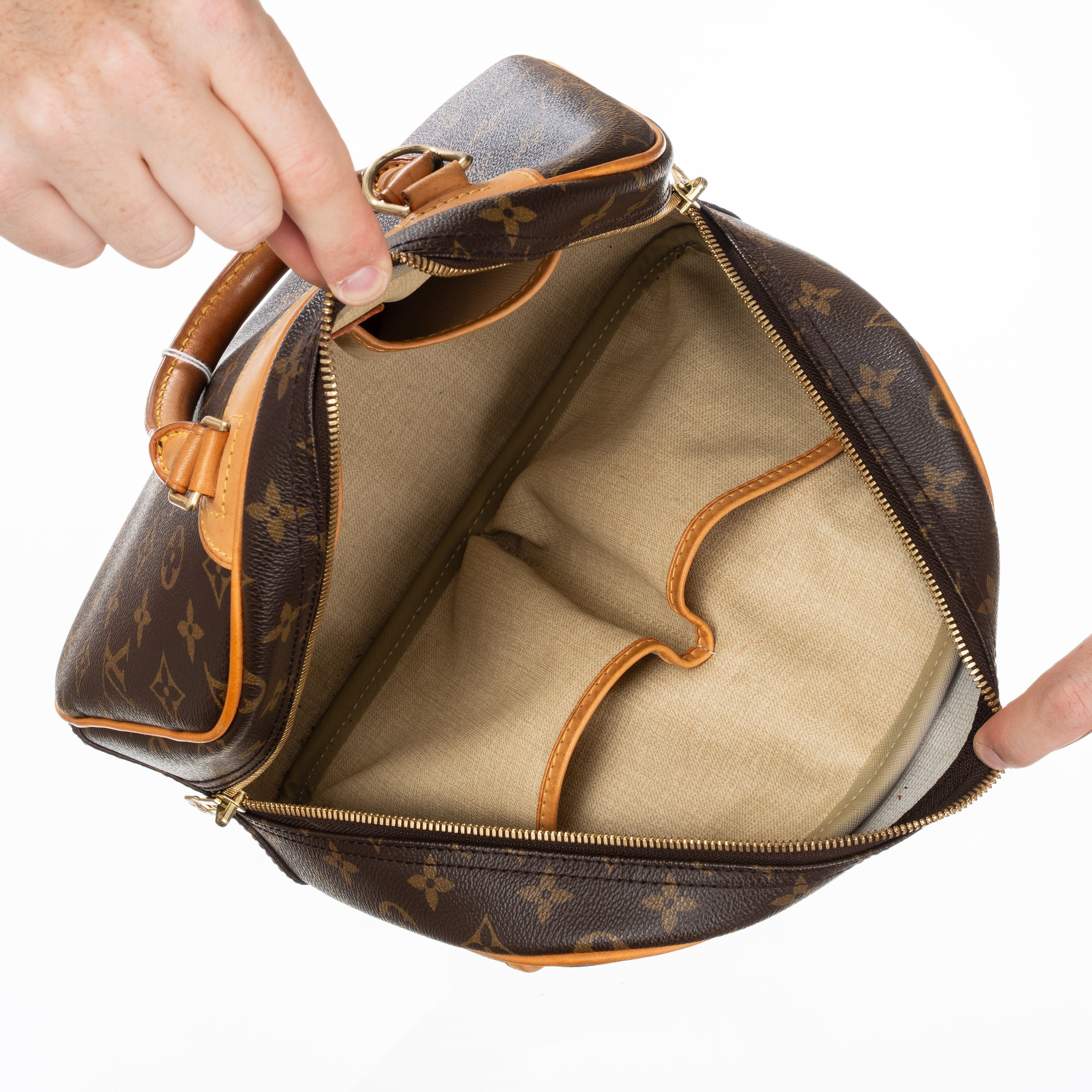 Louis Vuitton - Borsa a mano Trouville (Monogram) in tela e vacchetta, 2005