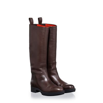 Stivali Steeple in pelle marrone moka con suola gommata nera, taglia EU 37