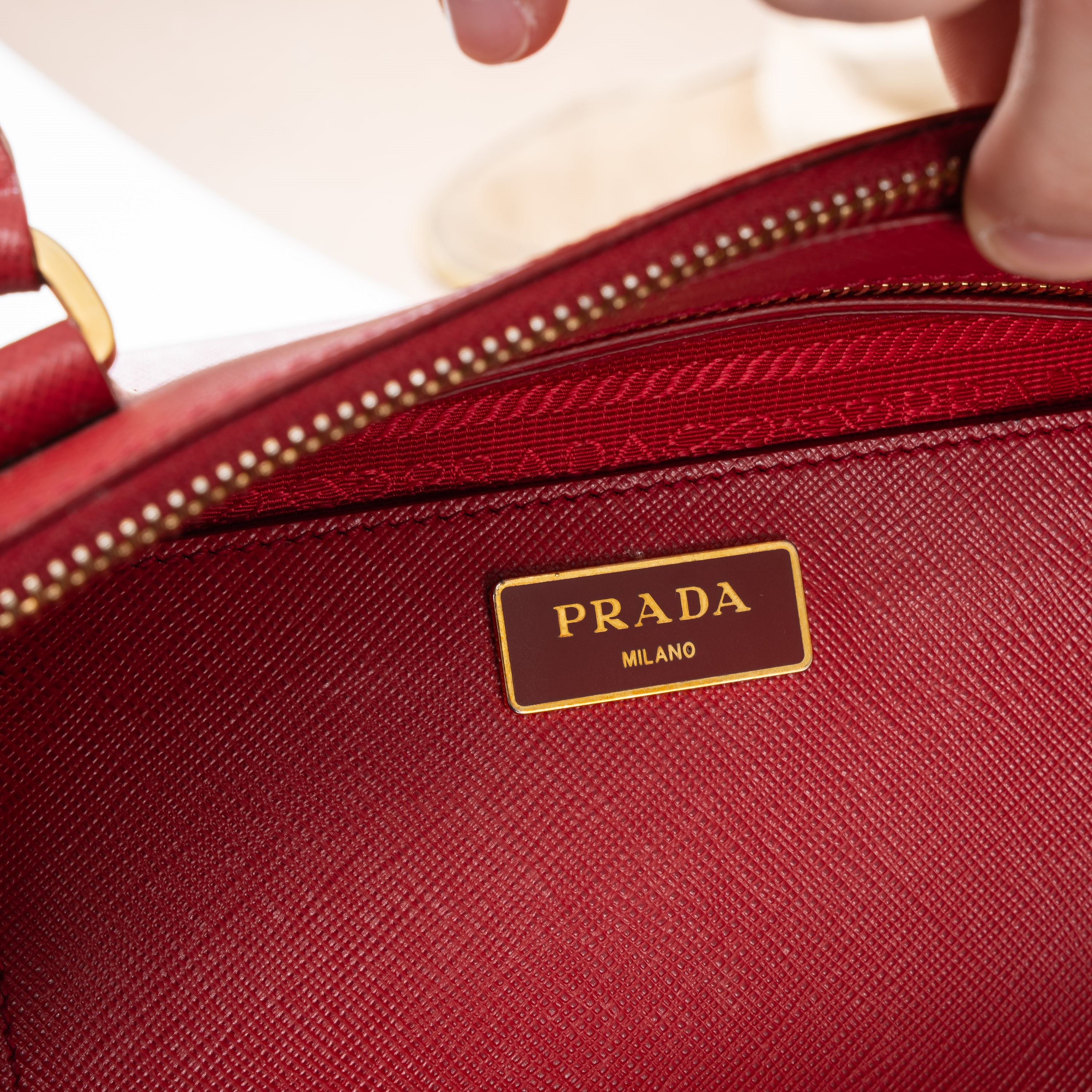 Prada - Galleria bicolor Fuoco Papaya in pelle Saffiano