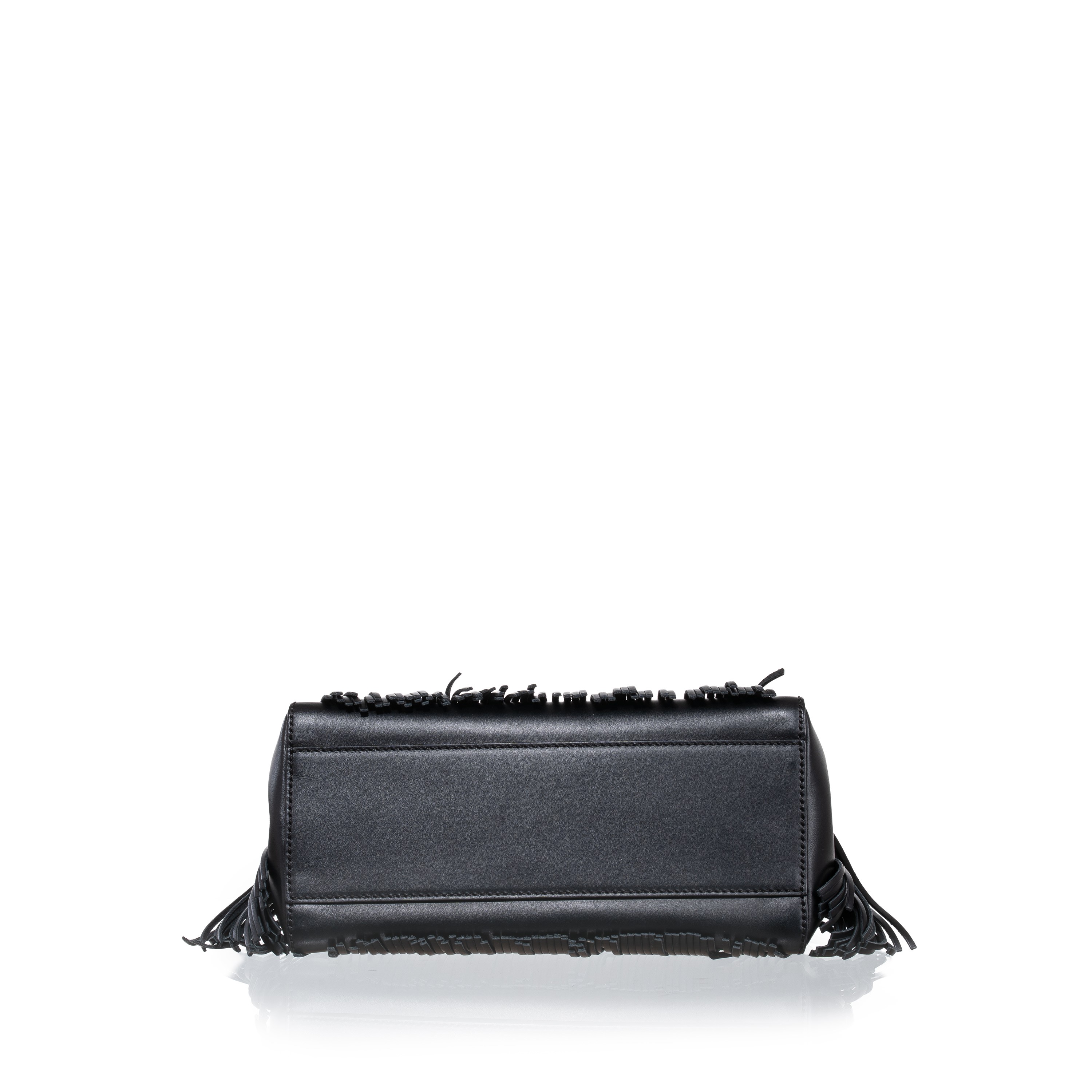 Fendi - Mini Peekaboo in pelle di vitello nera con dettagli in frange