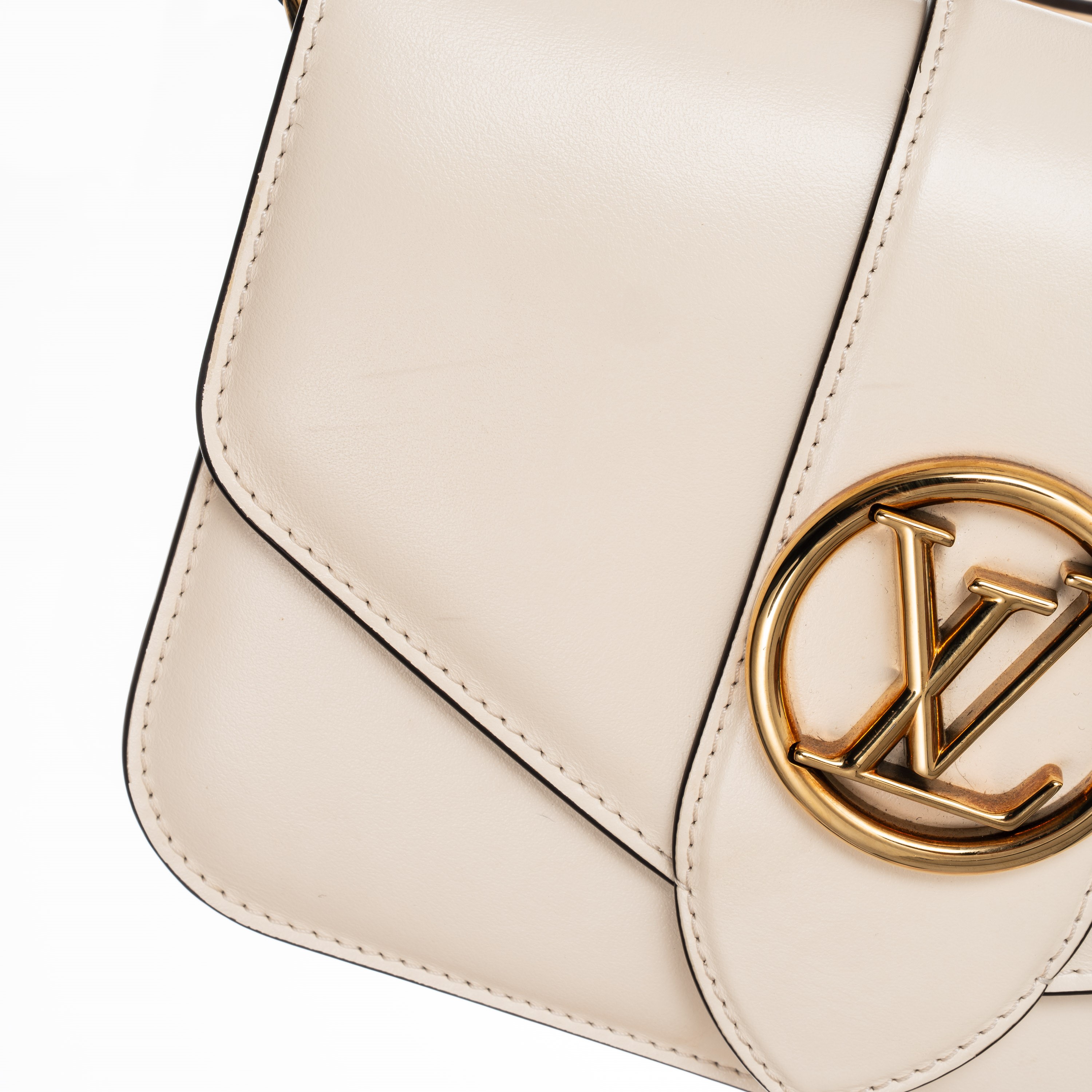 Louis Vuitton - Pont 9 in pelle di vitello beige con hardware dorato