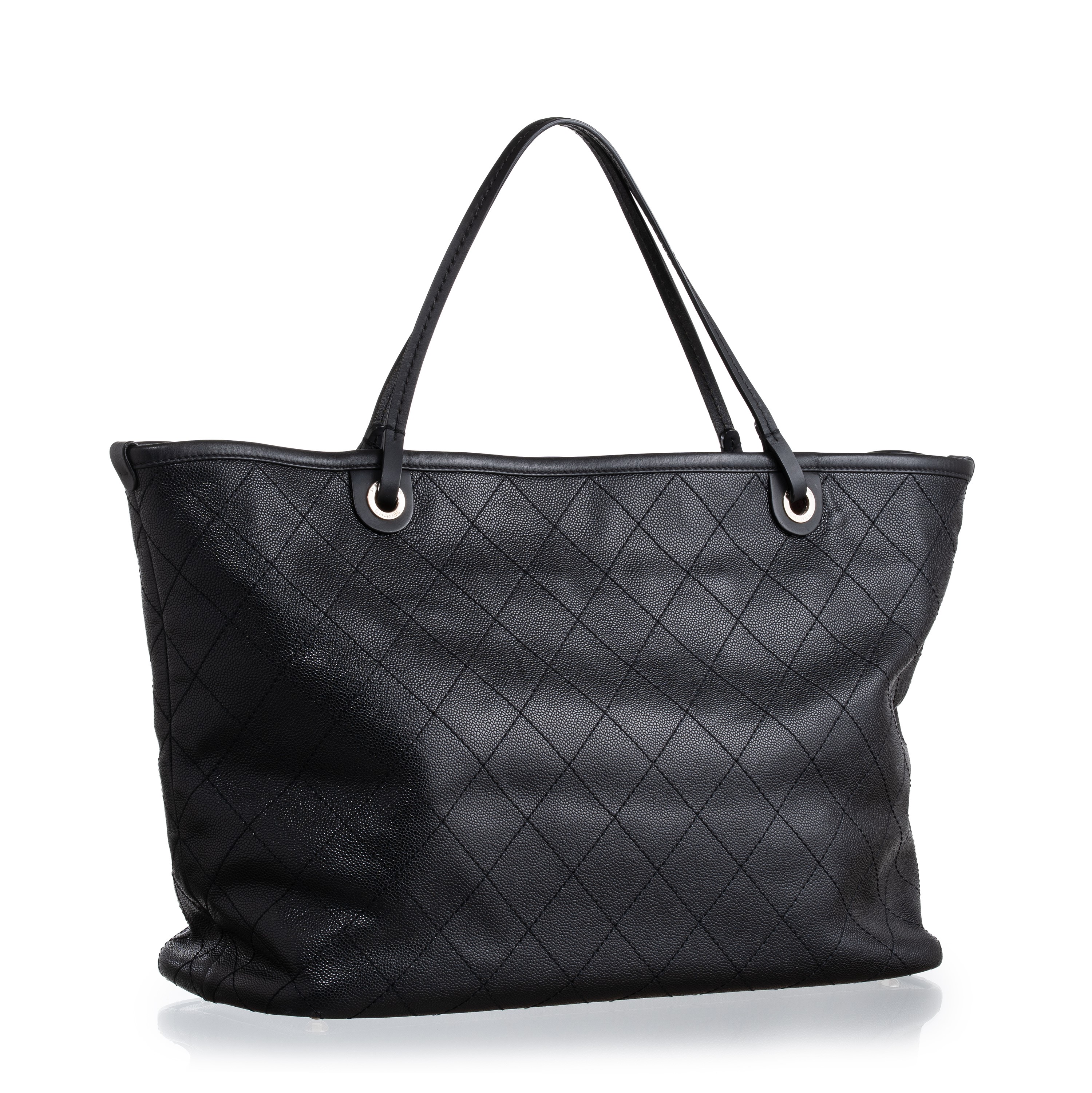 Chanel - Shopping XL in pelle martellata nera con pochette estraibile