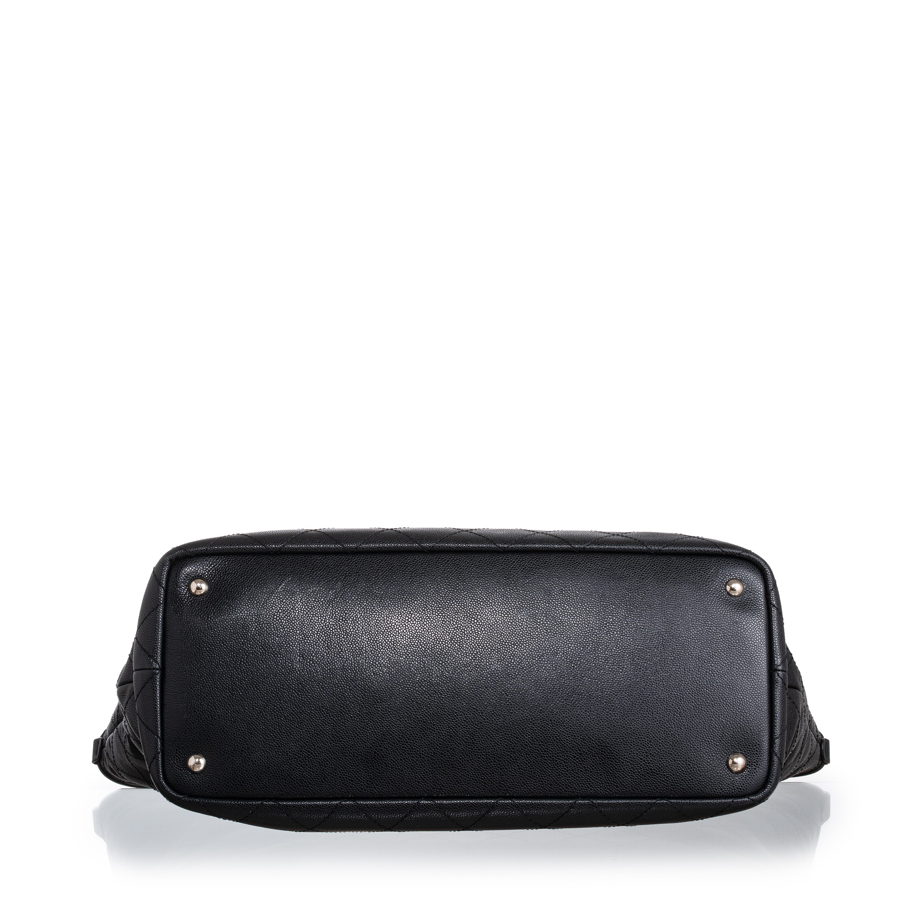 Chanel - Shopping XL in pelle martellata nera con pochette estraibile