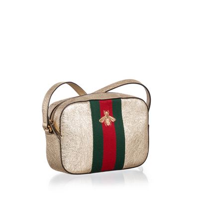 Webby Bee crossbody in pelle increspata colore oro